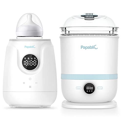 Papablic 5-in-1 Ultra-Fast Baby Bottle Warmer & 6-in-1 Sterilizer Dryer Pro Bundle | Smart Bottle Warming & Sterilizing System for Newborns | Perfect for Night Feedings, Travel & Daycare Use