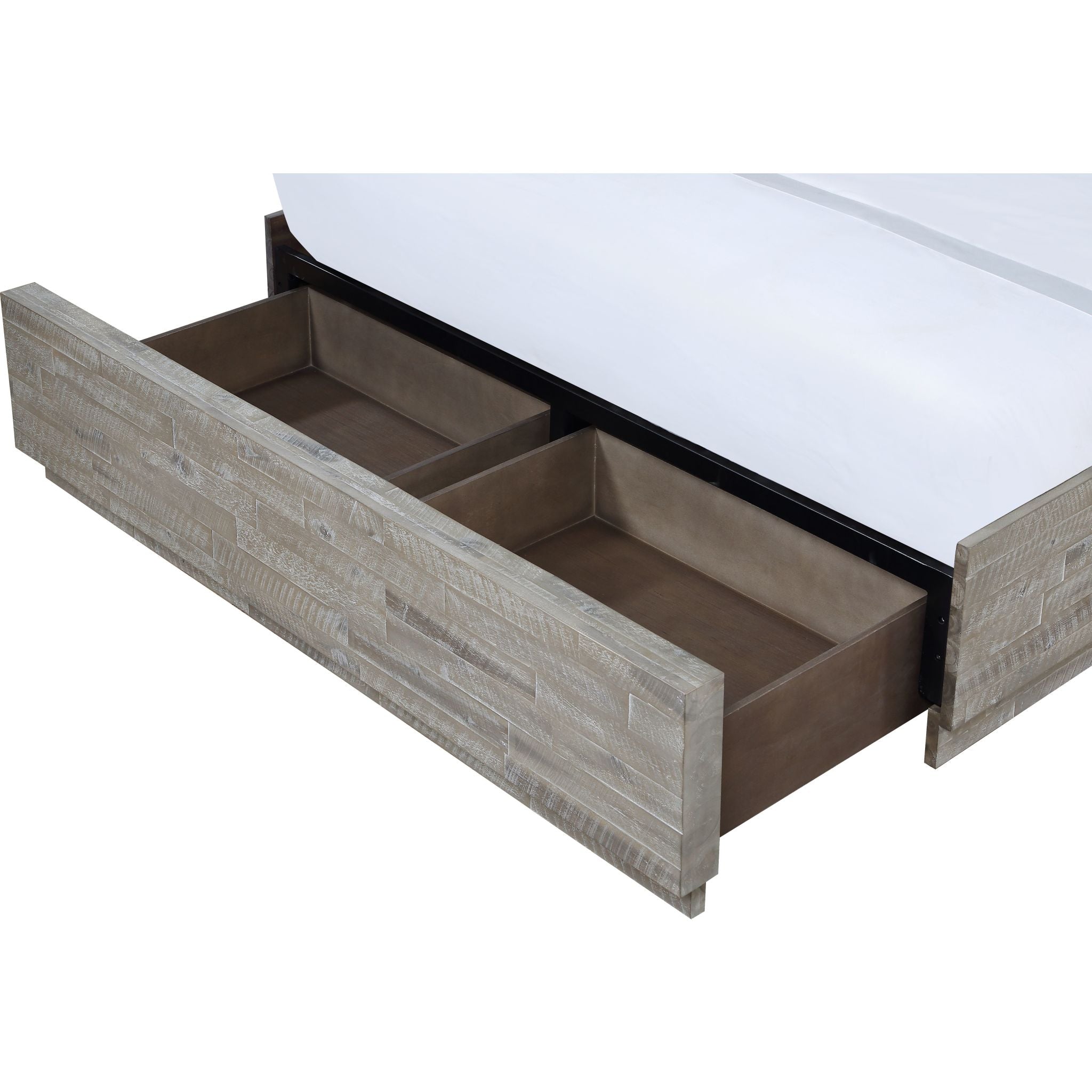 Rustic Latte Alexandra Storage Bed with Drawers - Queen Size Solid Wood Platform Bed Frame for Bedroom, Guest Room, Dorm - Perfect for Small Spaces & Extra Storage