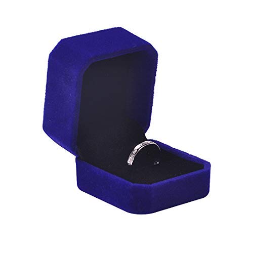 Premium Velvet Jewelry Gift Box Set of 2 - Blue Ring & Earring Storage Case (2.2x1.9x1.6 inch) - Perfect for Wedding, Anniversary, Engagement & Valentine's Day Gifts