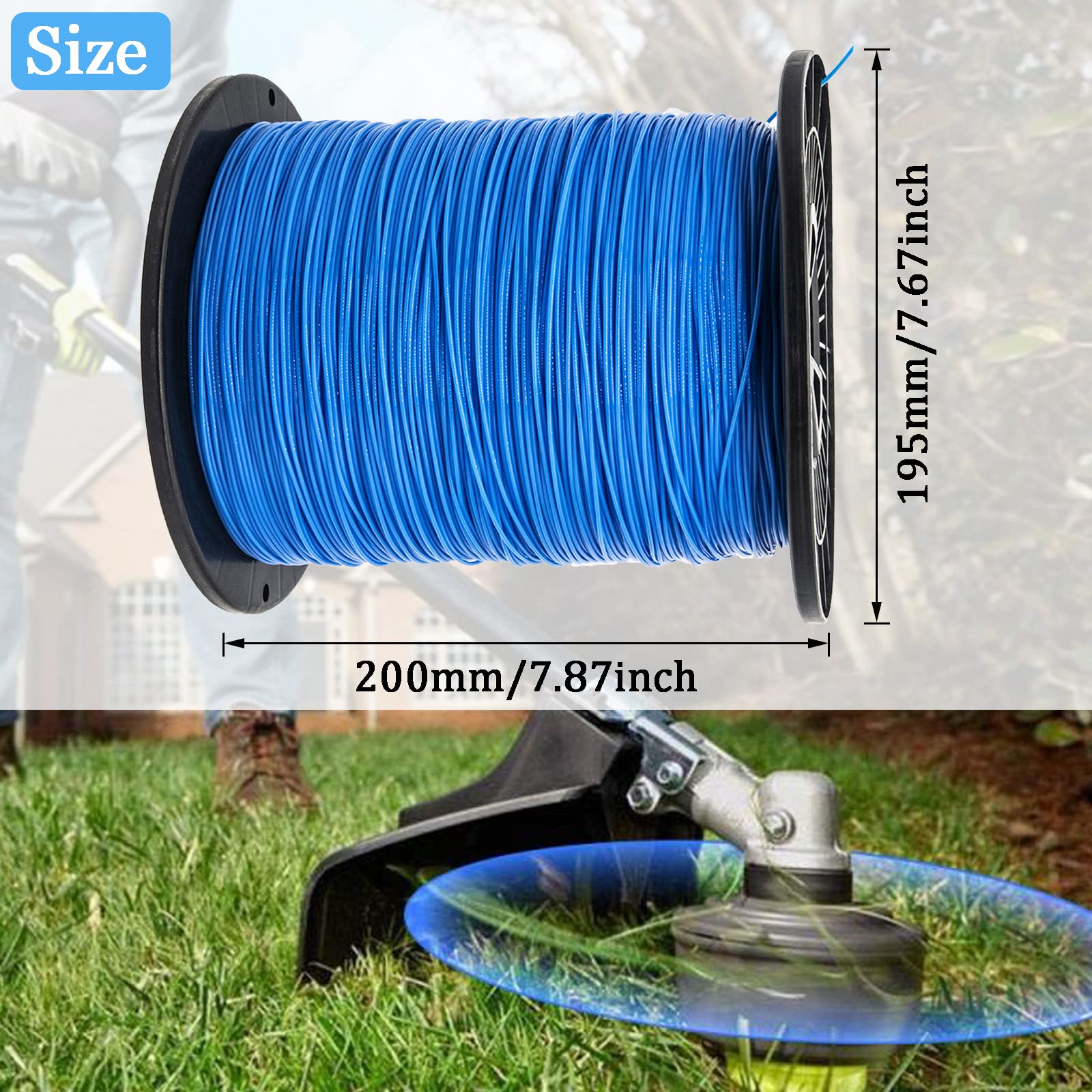 KAKO 065 Round Weed Wacker String Trimmer Line - .065-Inch x 3000 ft Commercial Grade Replacement String for Weed Eaters & Trimmers - Fits Most Models (Blue) - Perfect for Lawn Care, Yard Maintenance & Professional Landscaping