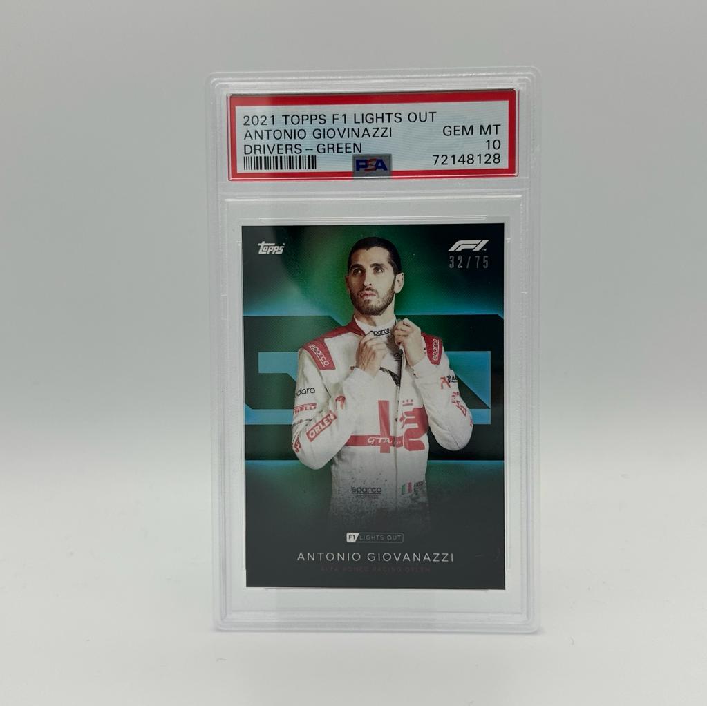 PSA 10 Antonio Giovinazzi 32/75 Green Parallel F1 Racing Driver Card - Collectible Trading Card for F1 Fans, Sports Memorabilia, and Card Game Enthusiasts