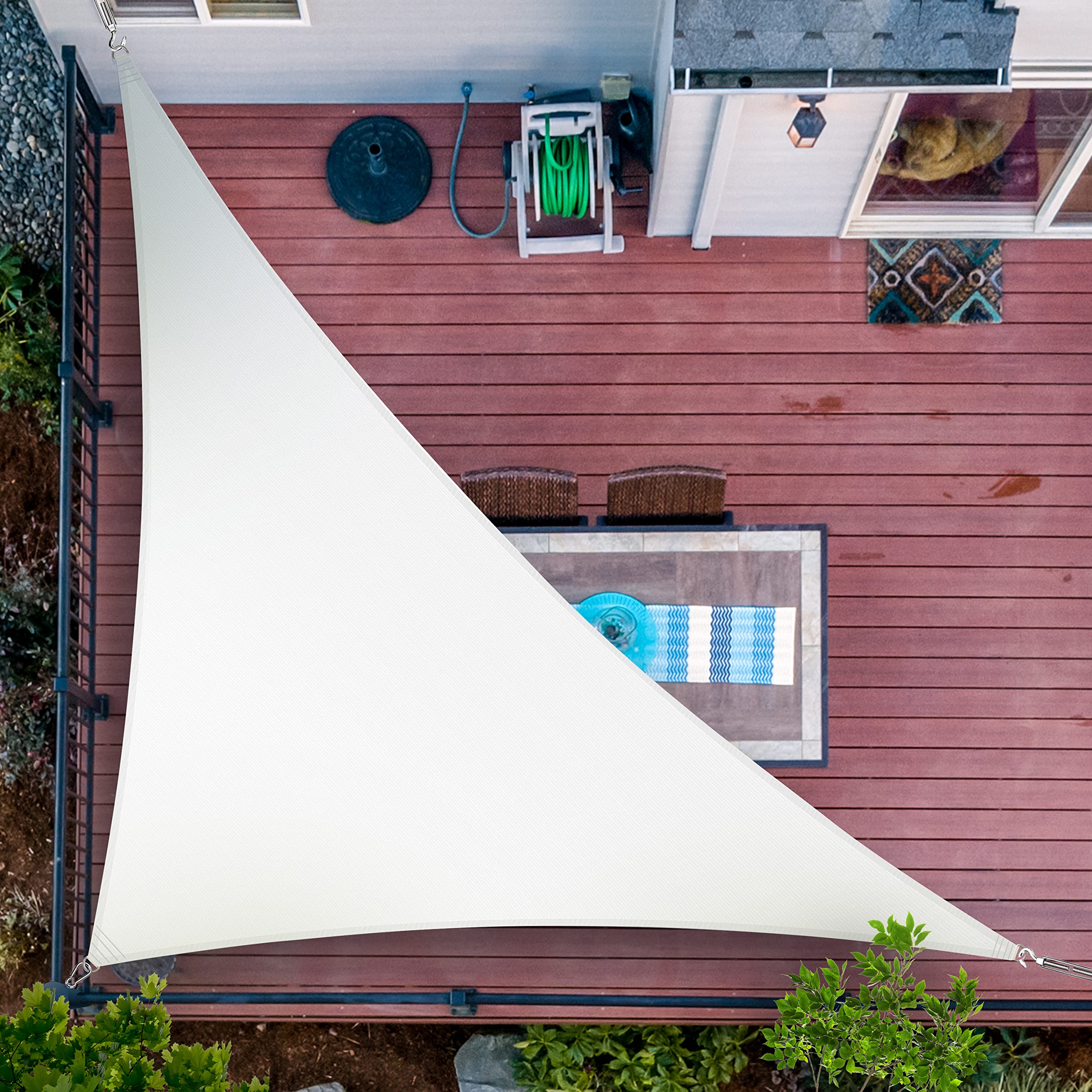 ShadeMart 16' x 22' x 27.2' White Triangle Sun Shade Sail - UV Blocking Canopy Fabric, Water & Air Permeable, Heavy Duty Outdoor Shade Cover for Patio, Carport, Garden, Poolside - Custom Sizes Available