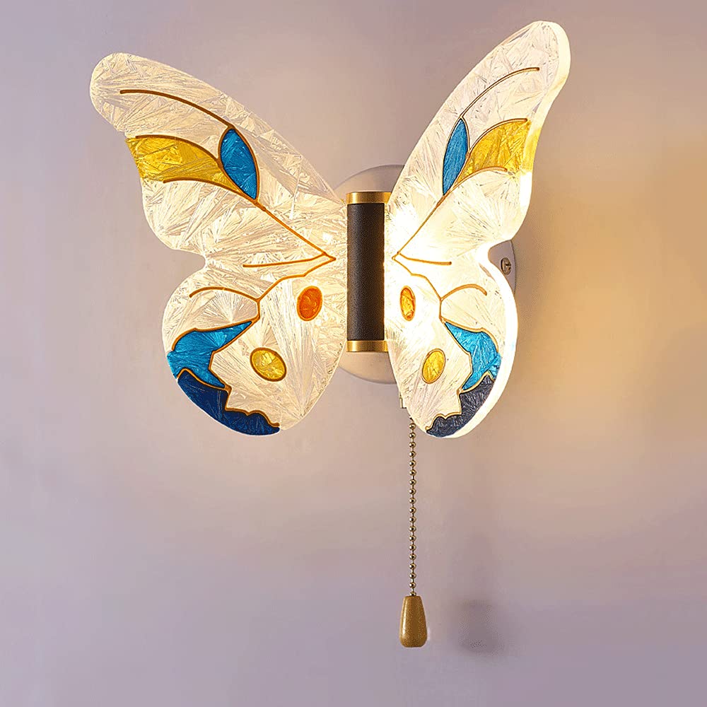 Dimmable LED Chandelier & Wall Sconce Light - Colorful Acrylic Butterfly Design for Kids Room, Living Room, Bedroom & Hallway [Energy Class A++] | Perfect for Nursery Decor, Bedside Lighting & Home Ambiance