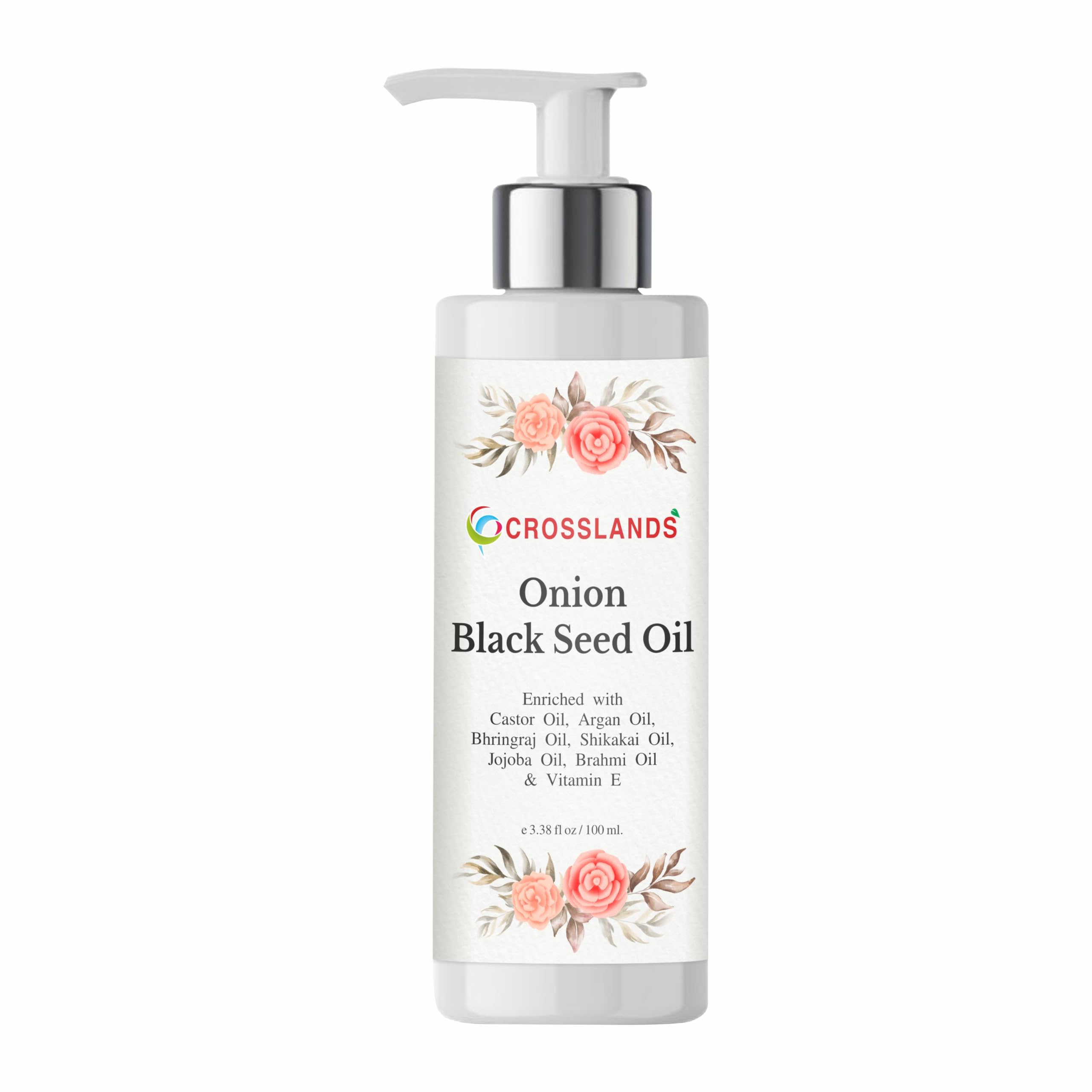 Crosslands Black Seed Oil with Onion Extract - Enriched with Castor, Argan, Bhringraj, Shikakai, Jojoba & Brahmi Oils plus Vitamin E - 100ml | Promotes Hair Growth & Scalp Health | Perfect for Natural Hair Care Routine