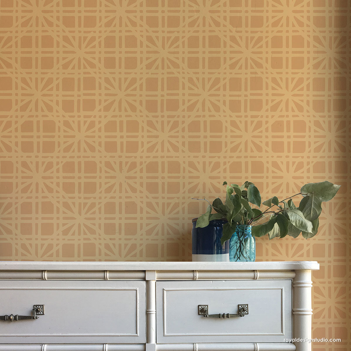 Alden Modern Texture Wall Stencil - DIY Wall Painting Template for Creative Home Decor, Accent Walls & Furniture Upcycling - Perfect for Bedrooms, Living Rooms & Craft Projects