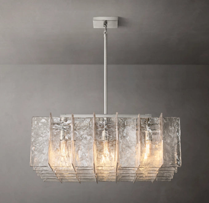 Modern Lattice Square Chandelier - 37 Inch LED Crystal Ceiling Light Fixture for Dining Room, Living Room & Bedroom | Elegant Home Decor Lighting