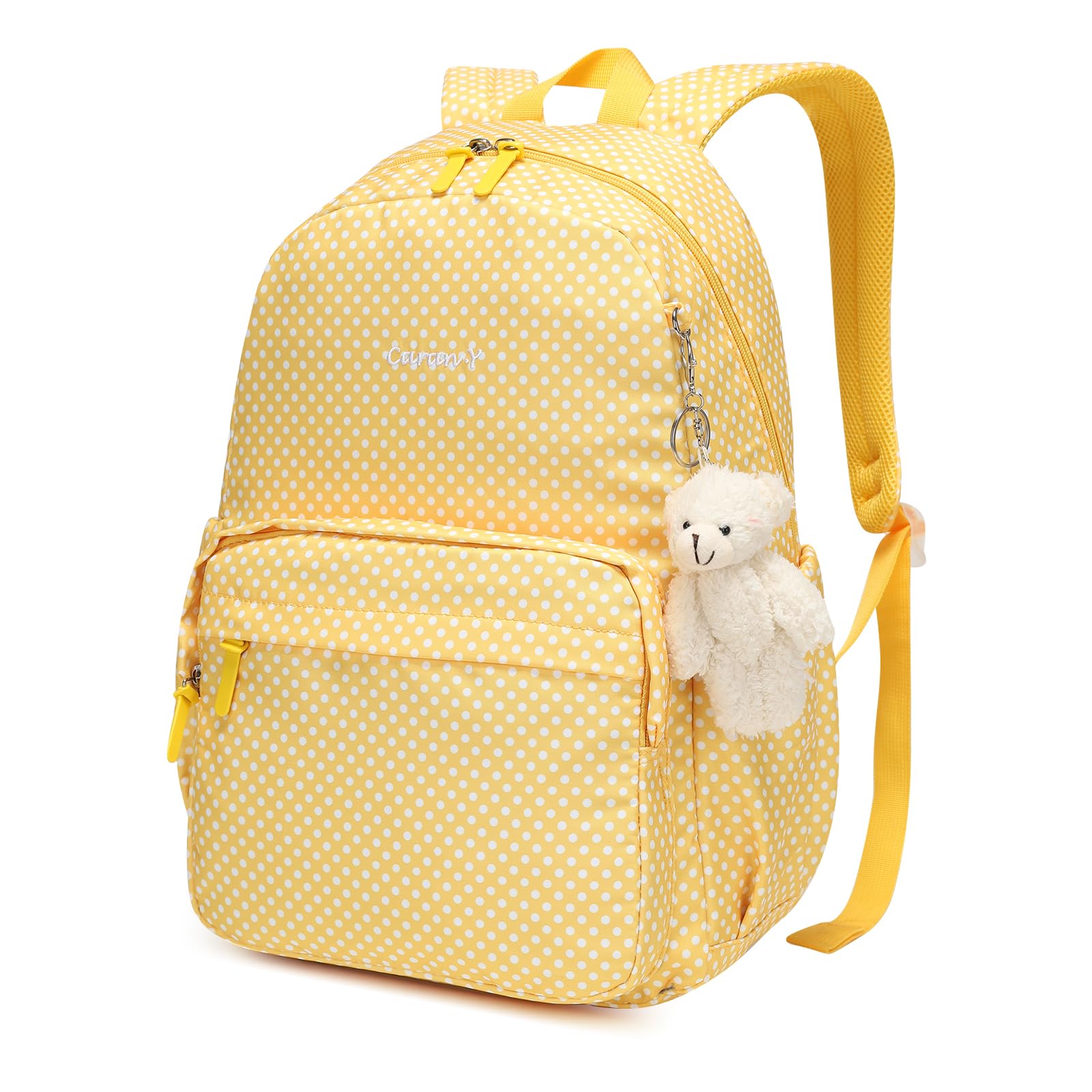 SUN EIGHT Waterproof Backpack for Girls & Teens - Large Capacity School Backpack for Travel, College, and Everyday Use (Yellow) - Perfect for School Supplies, Laptops, and Outdoor Adventures