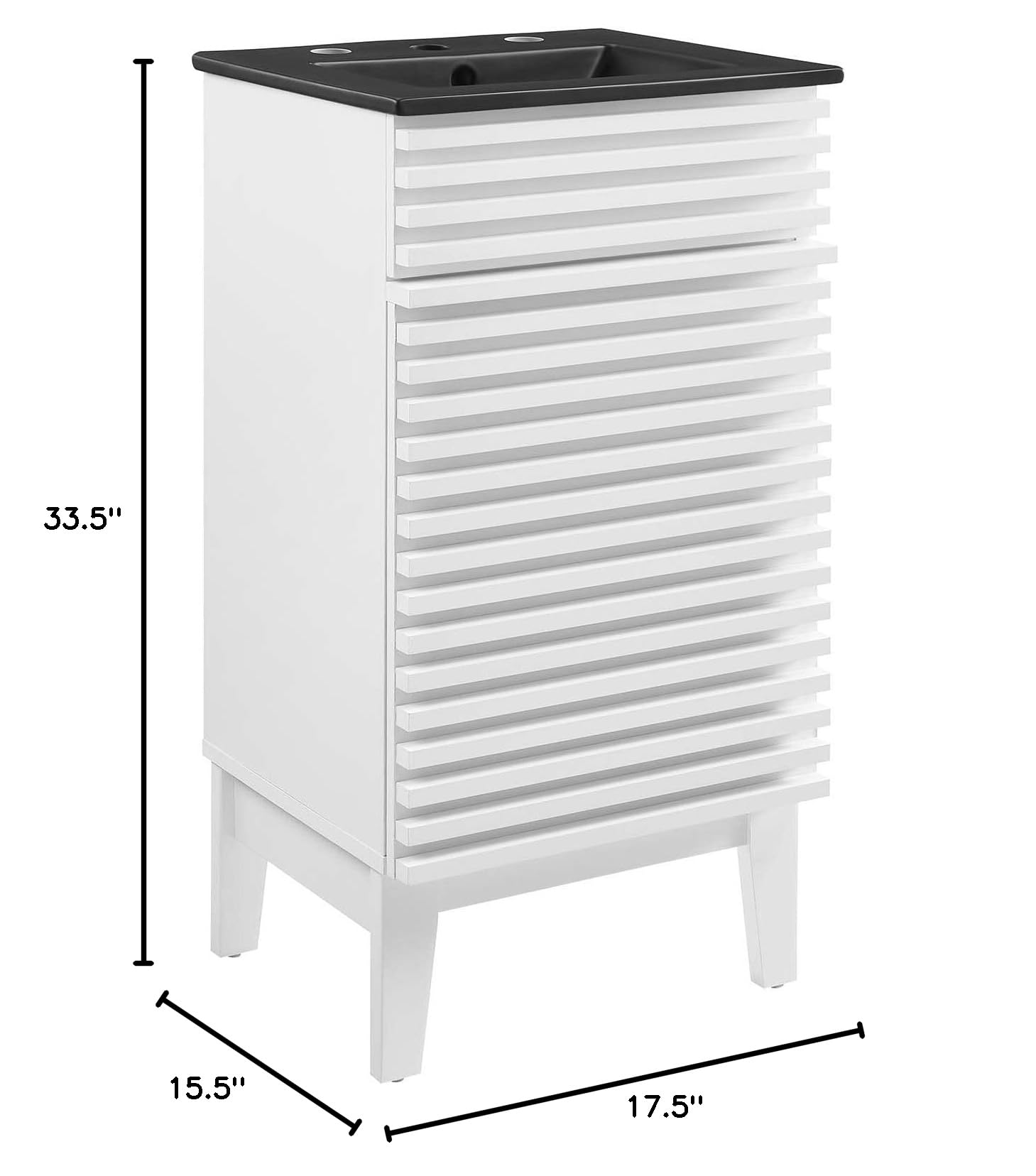 Modway Render 18 Inch Modern Bathroom Vanity with White Ceramic Sink & Black Finish - Perfect for Small Bathrooms, Powder Rooms & Apartment Remodels