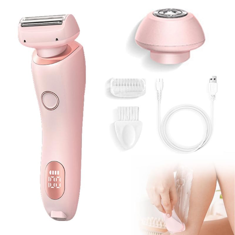 2 in 1 Electric Shaver & Painless Hair Remover for Women - Wet & Dry Use at Home, Travel & Gym - Smooth Skin for Legs, Underarms & Bikini Area