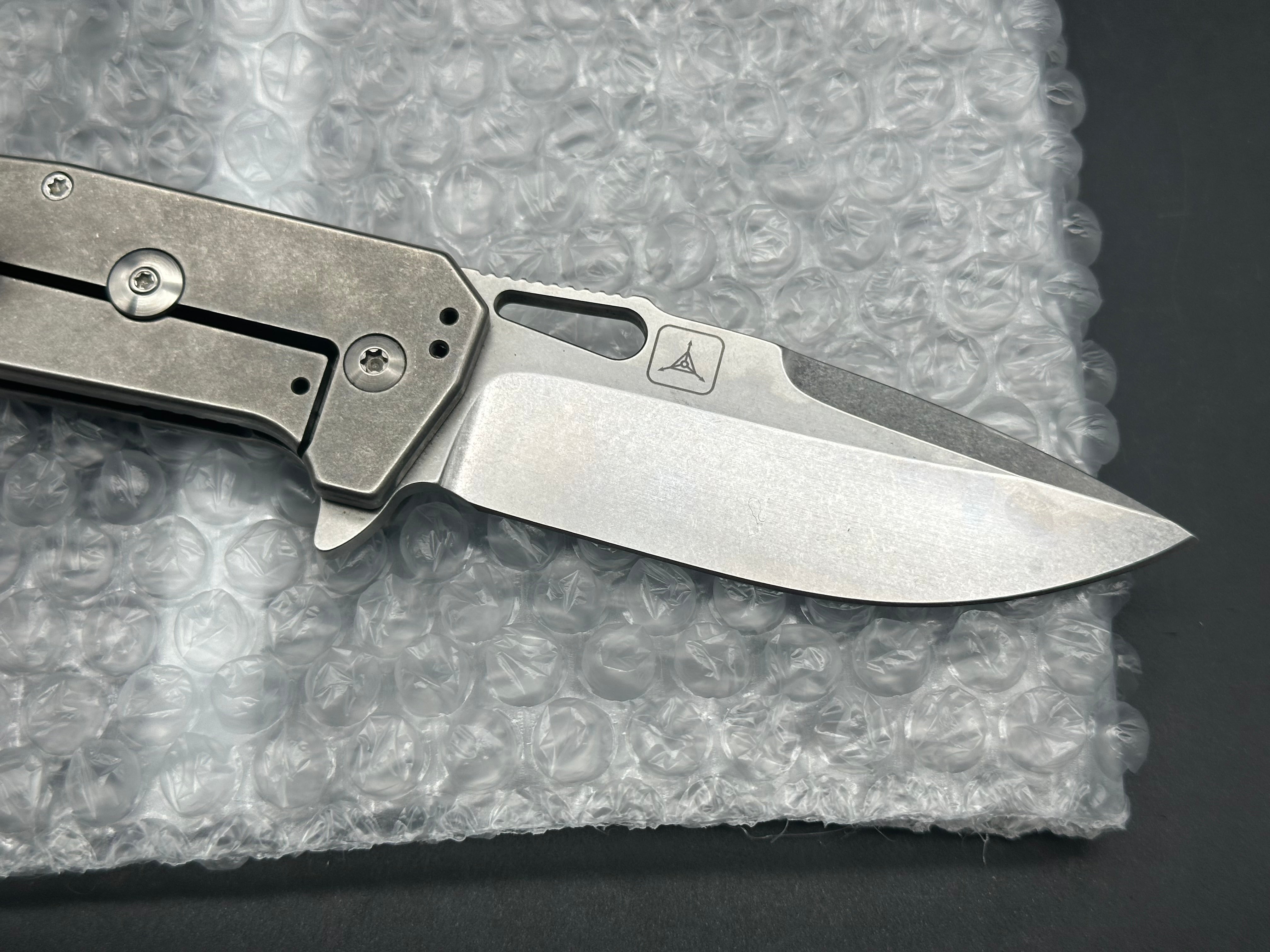 Burke Knives Hitman TAD Edition Flipper Knife - Premium Stonewashed PSF27 Steel Blade with Titanium Handle - EDC, Outdoor Survival, Camping & Tactical Use