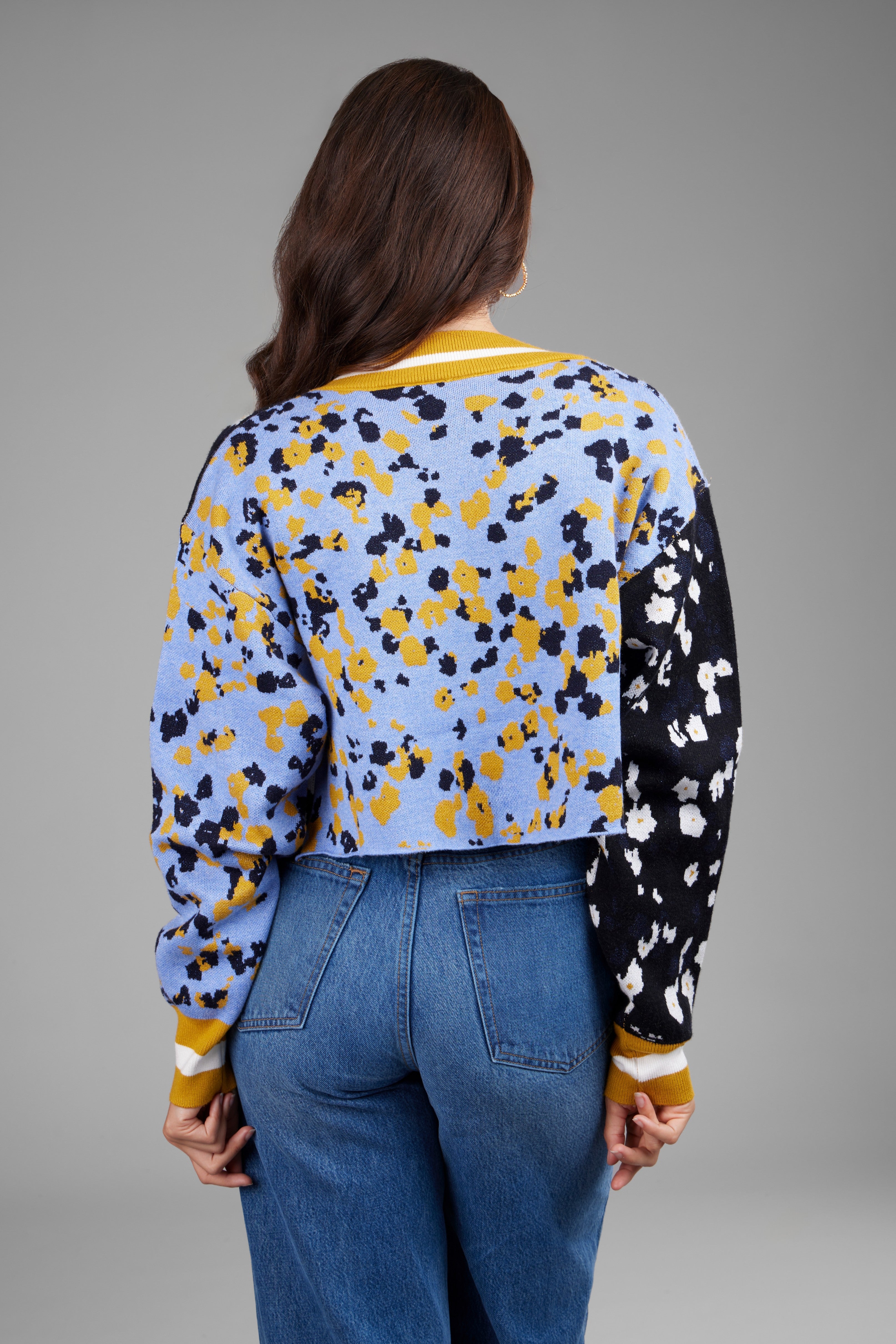 Stylish Multitone Floral Cardigan for Women - Soft Knit Open Front Sweater - Perfect for Spring Outfits, Office Wear & Casual Dates