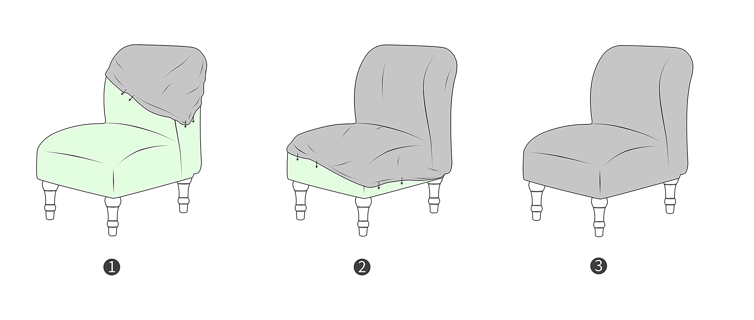 Stretch Printed Armless Chair Slipcover - Textured Soft Washable Furniture Protector for Accent Chairs - Green White Leaf Pattern - Perfect for Bedroom, Living Room & Office Decor