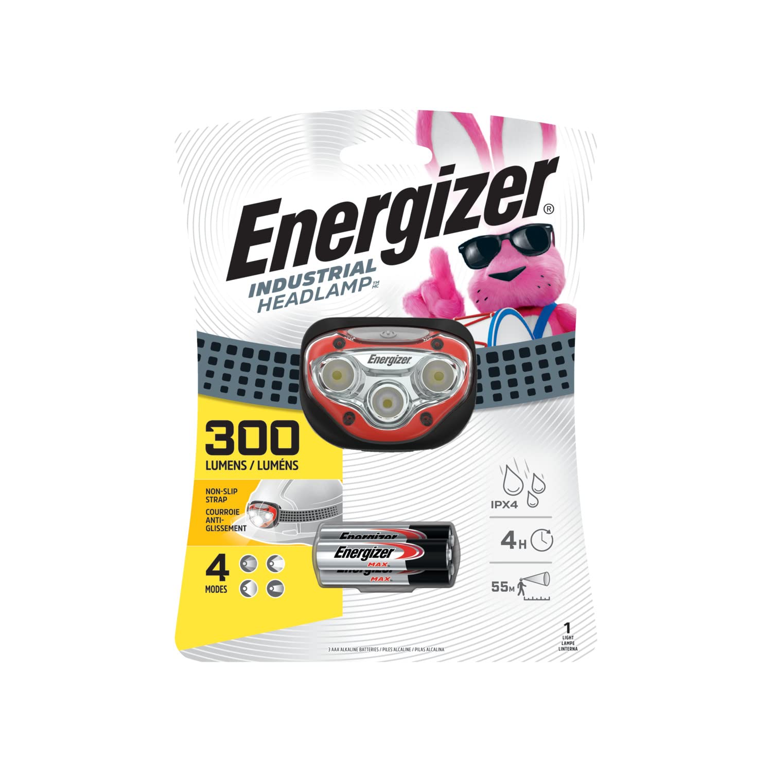 Energizer Industrial Headlamp - Water Resistant LED Hard Hat Light with Bright Beam | Durable Construction Work Light (Batteries Included, Pack of 1) | Perfect for Mining, Construction, Night Fishing & Outdoor Adventures