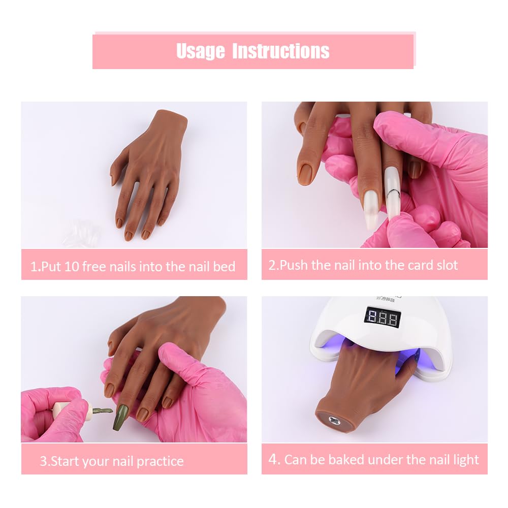 Professional Silicone Practice Hand for Acrylic Nails - Adjustable Mannequin Hand for Nail Art Training, Perfect for DIY Nails, Beginners & Salon Artists - Ideal for Home Practice, Nail School & Professional Use
