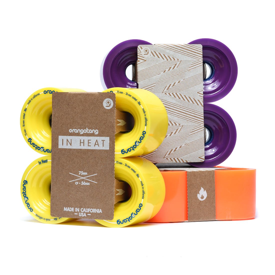 Orangatang in Heat 75mm Downhill Longboard Wheels - Set of 4 | High Performance Cruising & Freeride Skateboard Wheels for Speed & Control on Steep Descents