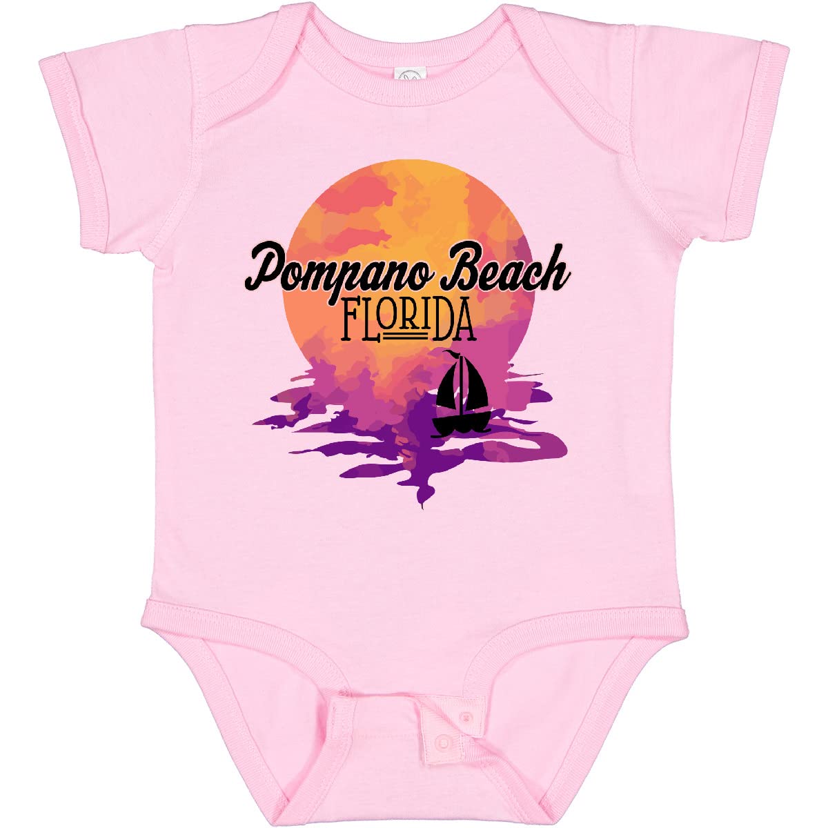 Inktastic Pompano Beach Florida Vacation Sunset Baby Bodysuit - Soft Cotton Onesie for Newborns & Infants - Perfect Beach Trip, Family Vacation & Holiday Gift