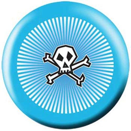 OnTheBallBowling Baby Blue Punk Skull Design Bowling Ball - Perfect for League Play, Tournaments & Themed Bowling Nights