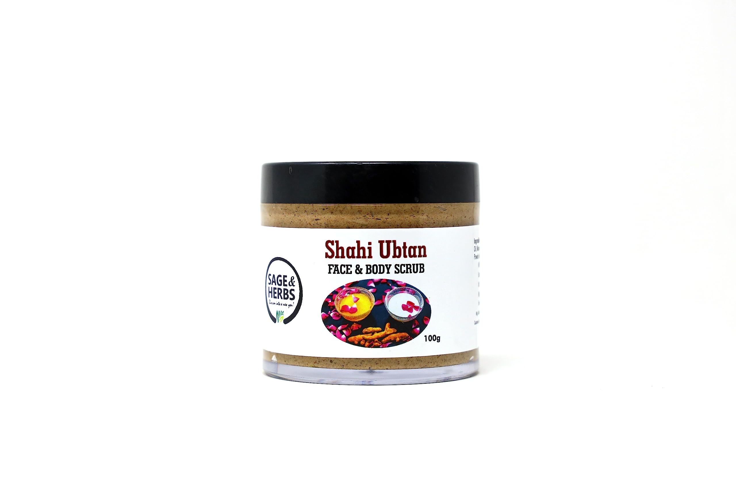 Natural Sage & Herbs Shahi Ubtan Face & Body Scrub with Orange & Turmeric - Exfoliating Tan Removal for Glowing Skin | All Skin Types | Perfect for Daily Skincare & Spa Treatments
