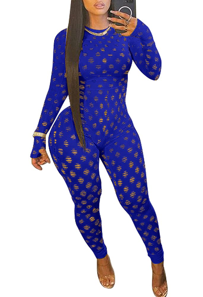 Sexy Women's Club Outfits - Long Sleeve Bodysuit Jumpsuit with Bodycon Leggings | Nightclub, Party & Date Night Outfits for Women | Fashion One-Piece Pants Suit