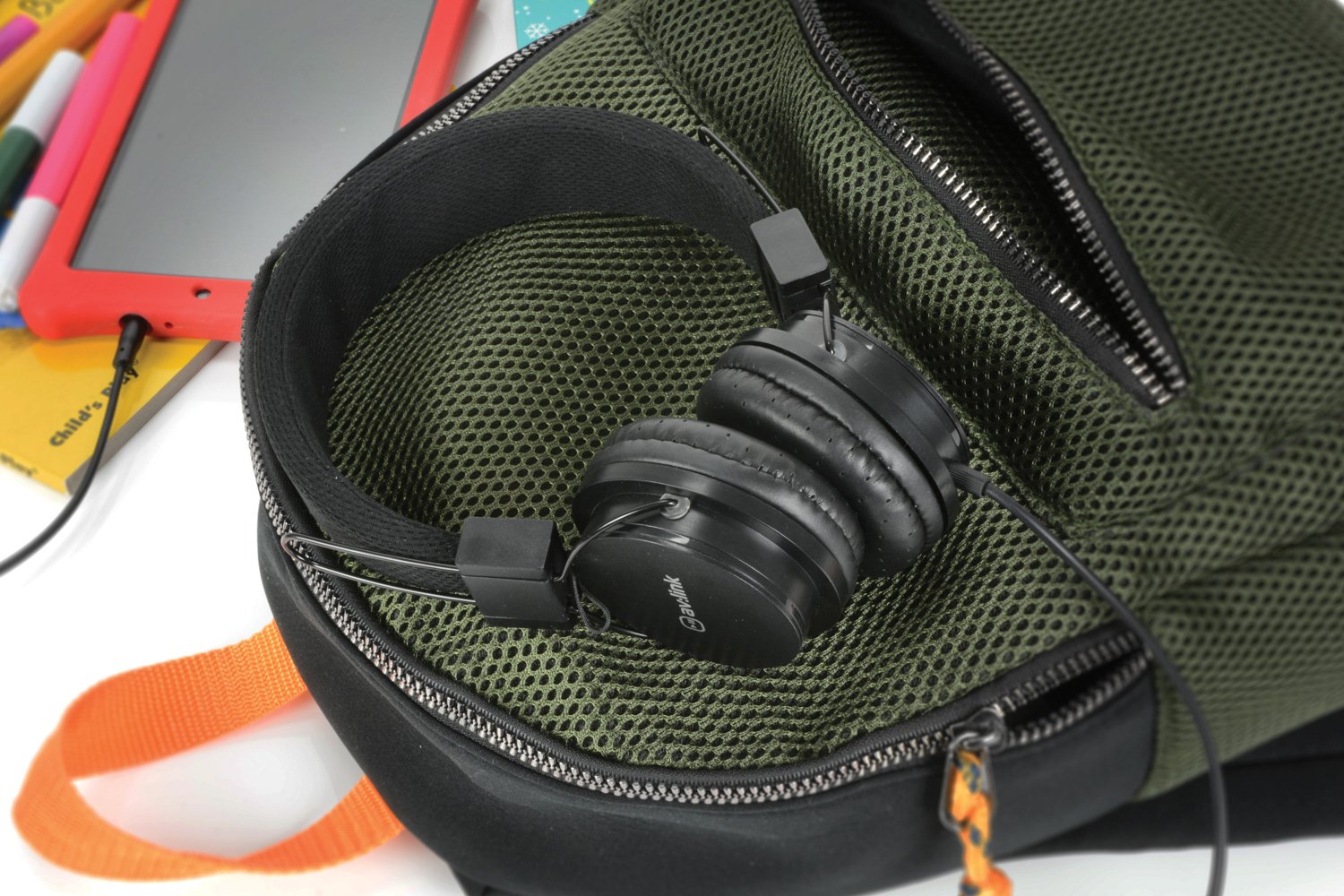 Kids' Volume-Limiting Headphones with Built-in Microphone - Safe for School & Learning (Black) | Perfect for Online Classes, Homeschooling & Travel