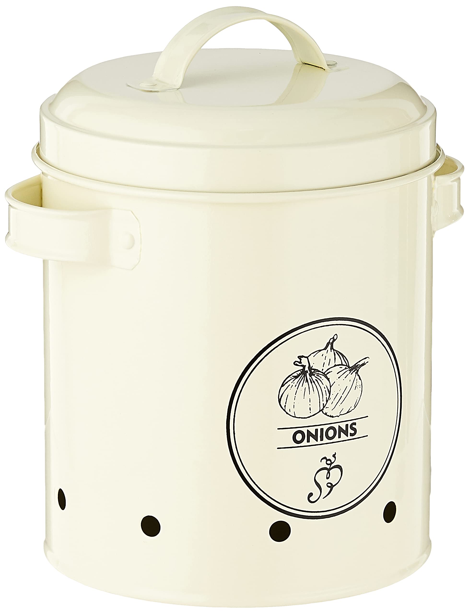 Esschert Design Onions Storage Tin - Airtight Metal Container for Fresh Onion Preservation | Perfect for Kitchen Pantry Organization & Vegetable Storage
