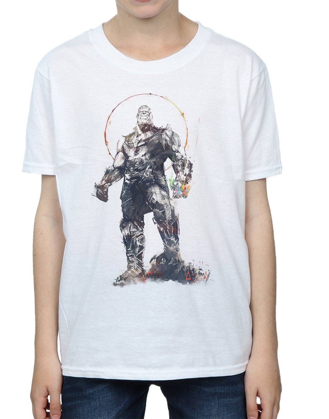 Avengers Infinity War Thanos Sketch Boys T-Shirt - White, Size 12-13 Years | Cool Superhero Graphic Tee for Kids Birthday & Cosplay