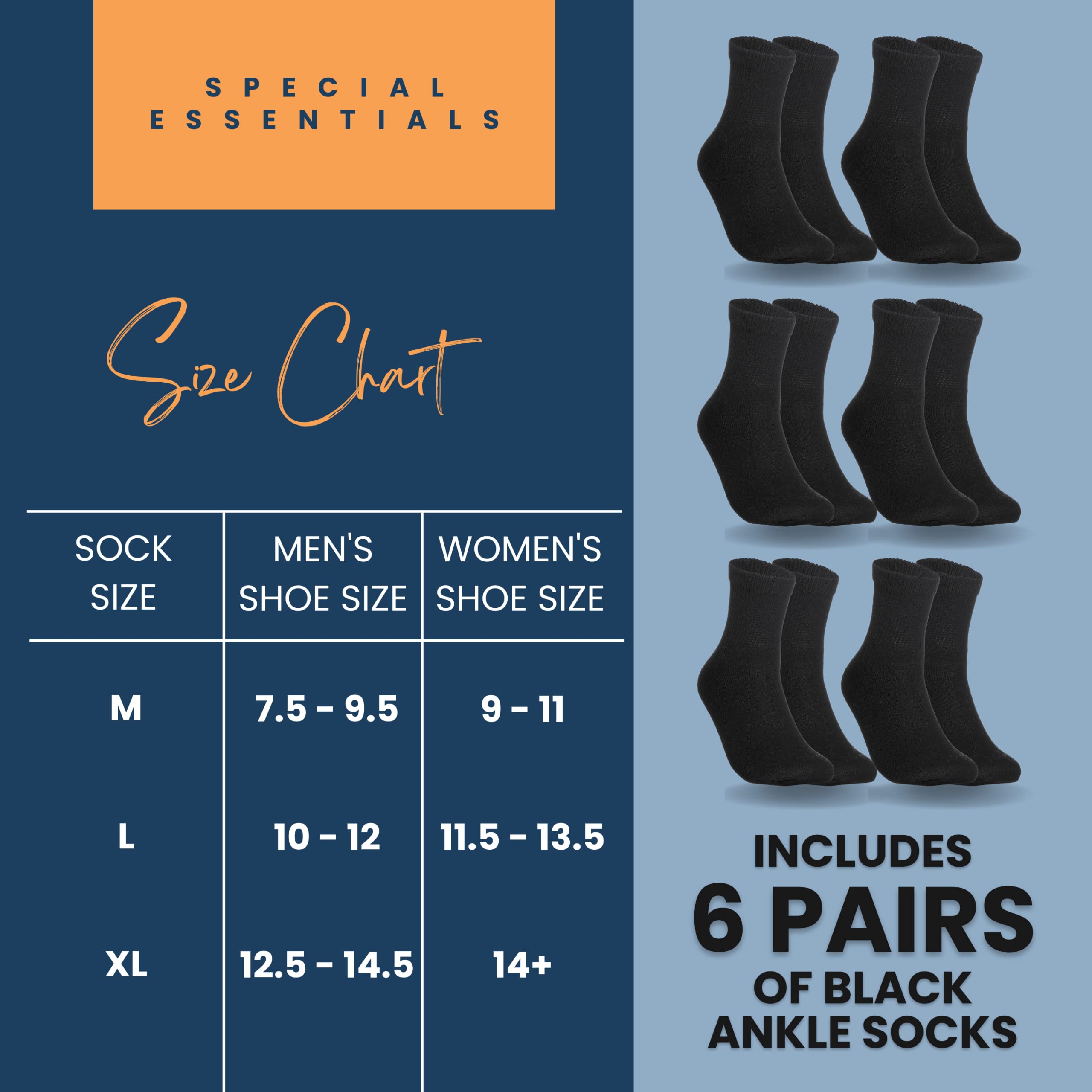 Diabetic Socks for Men & Women - 6 Pairs Extra Wide Non-Binding Ankle Socks with Neuropathy Relief - Ideal for Diabetes, Swelling & Circulation Support - Perfect for Daily Wear, Work & Medical Use