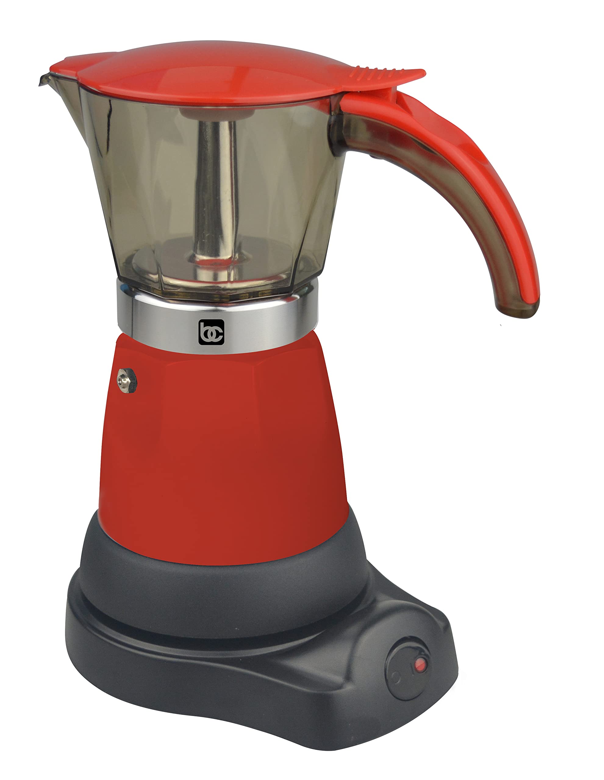 Bene Casa Red Portable Electric Espresso Maker - 3 or 6 Cup Capacity, Fast Heating, Compact Design - Perfect for Home, Office, Travel & Camping Coffee Lovers