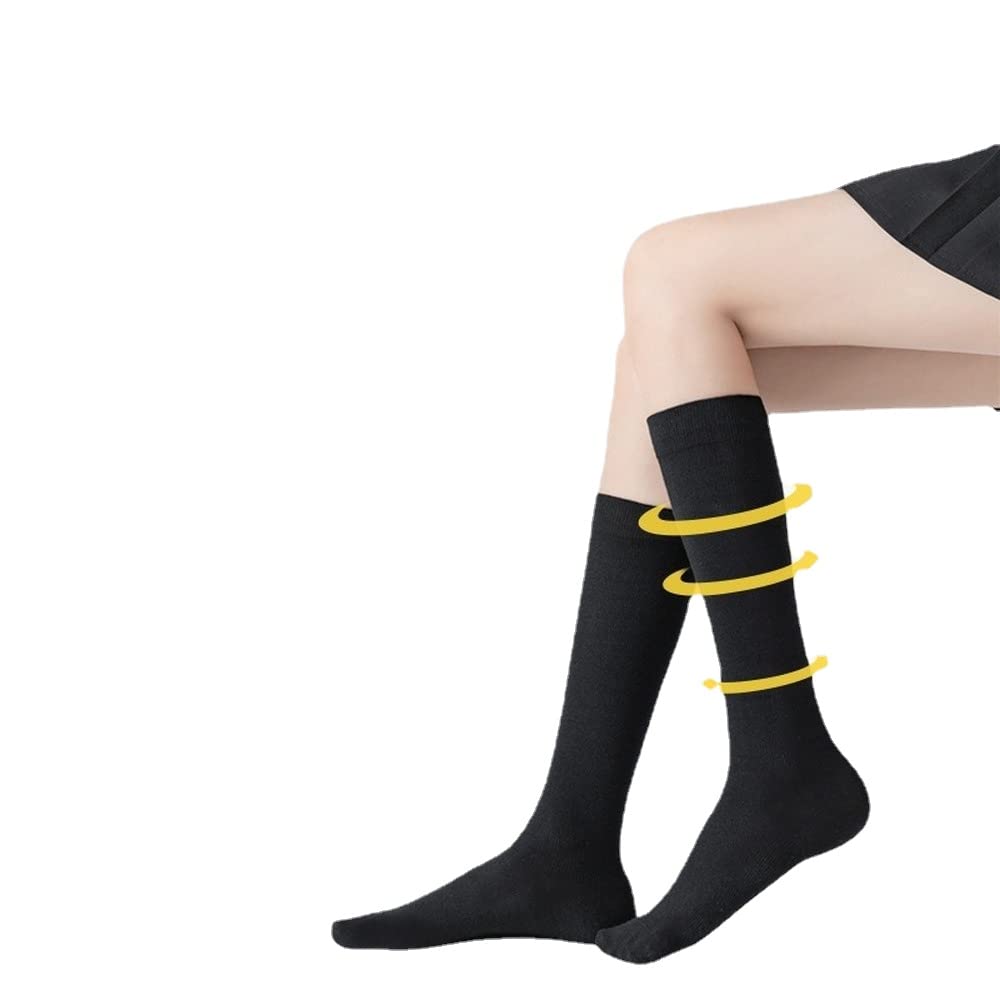Women's Knee-High Compression Socks for Circulation & Support - Stovepipe Calf Socks with Segmented Pressure Technology (Black) - Perfect for Nurses, Travel & Varicose Vein Relief