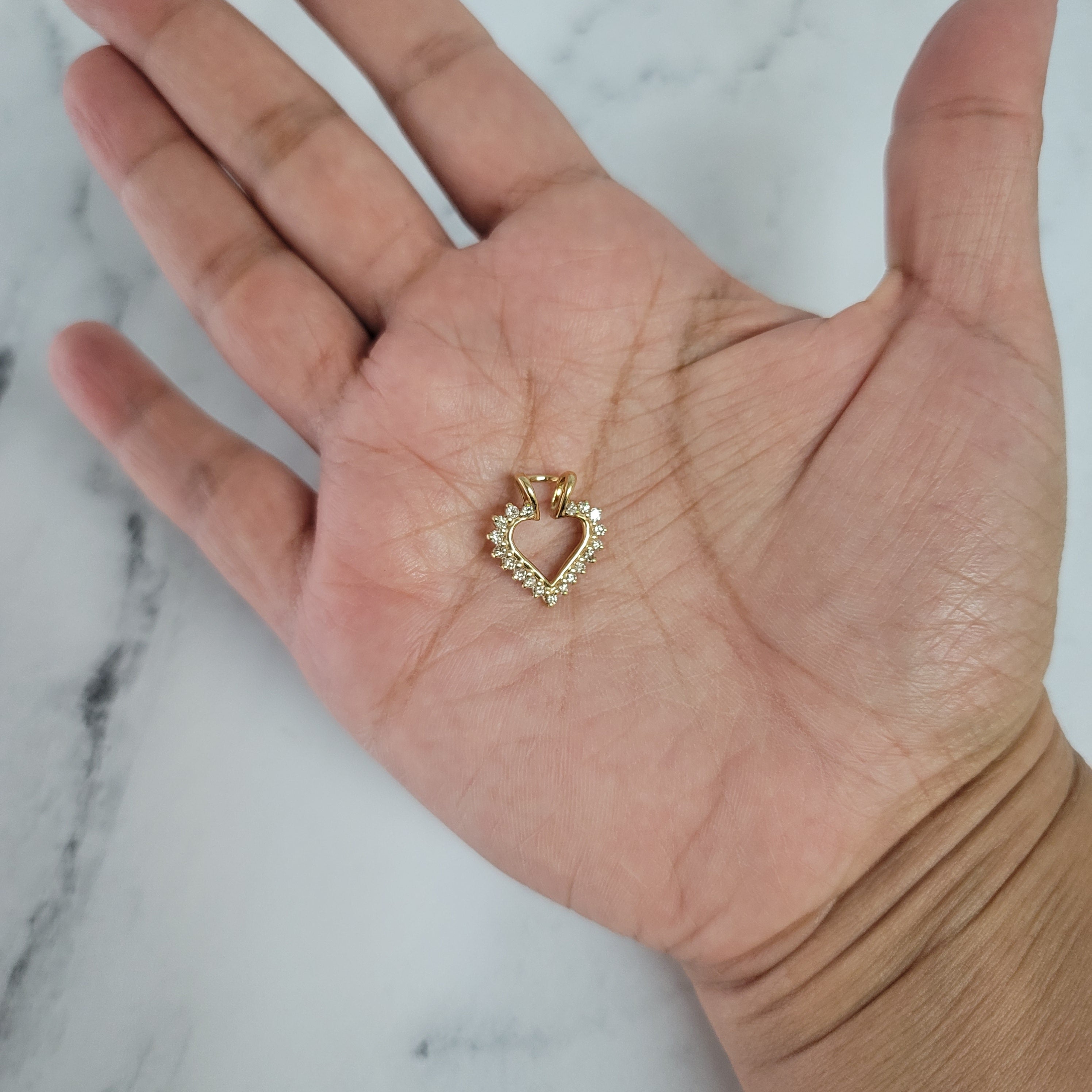 Heart Shaped Diamond Cutout Necklace .25cttw 14k Yellow Gold - Perfect for Valentine's Day Gifts, Anniversary Presents & Romantic Occasions