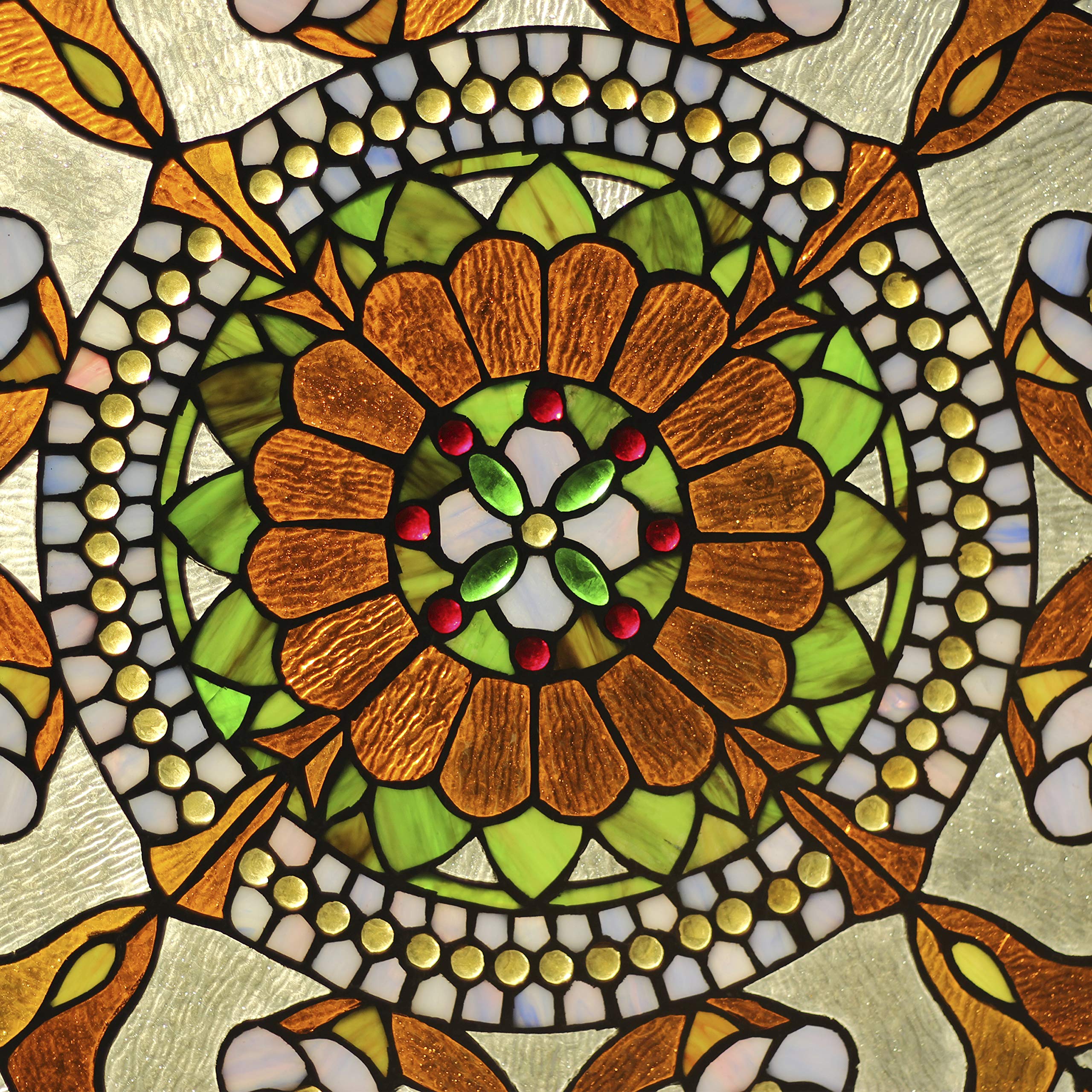 Tiffany-Style Stained Glass Victorian Window Panel - 24 Inch Handcrafted Art Glass for Home Decor, Church, or Office