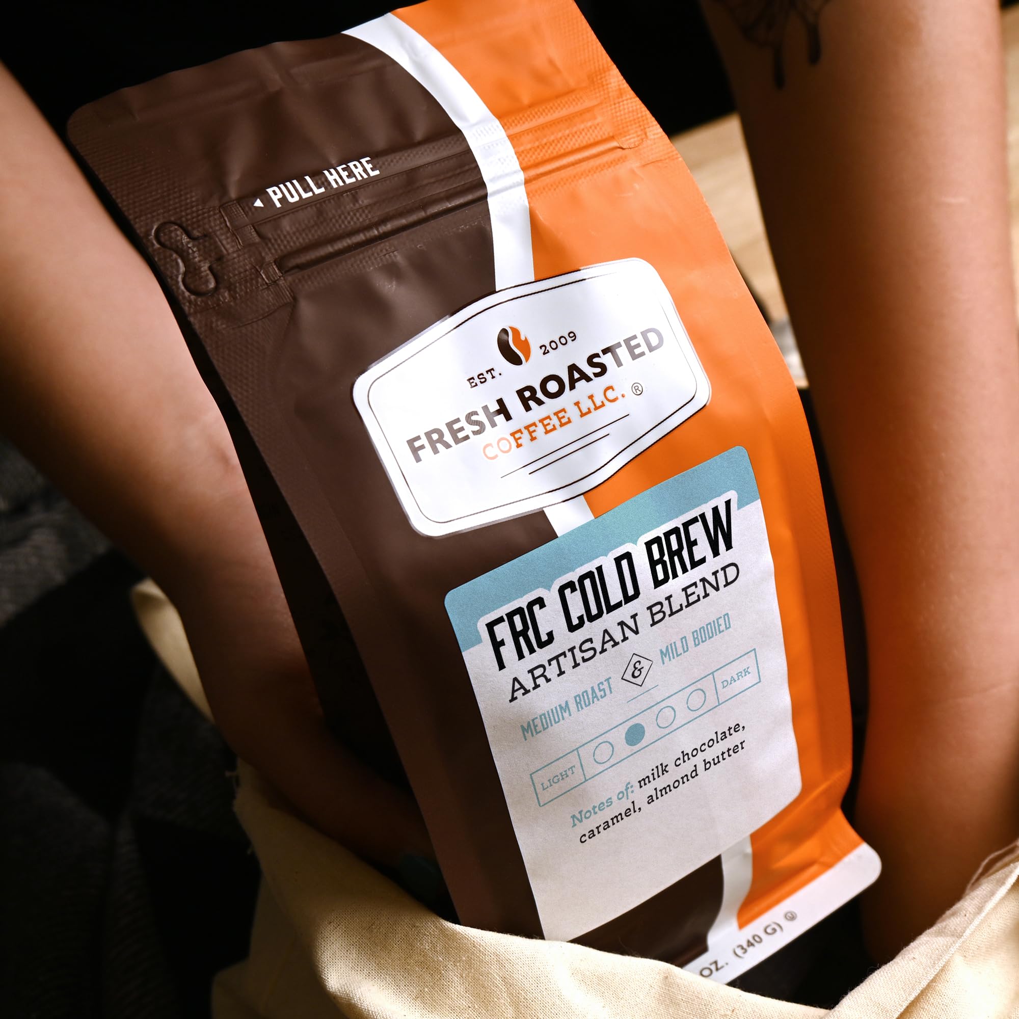 Fresh Roasted Medium Roast Whole Bean Coffee - FRC Cold Brew, 12 oz, Kosher Certified | Perfect for Home Brewing, Office Use & Gifts