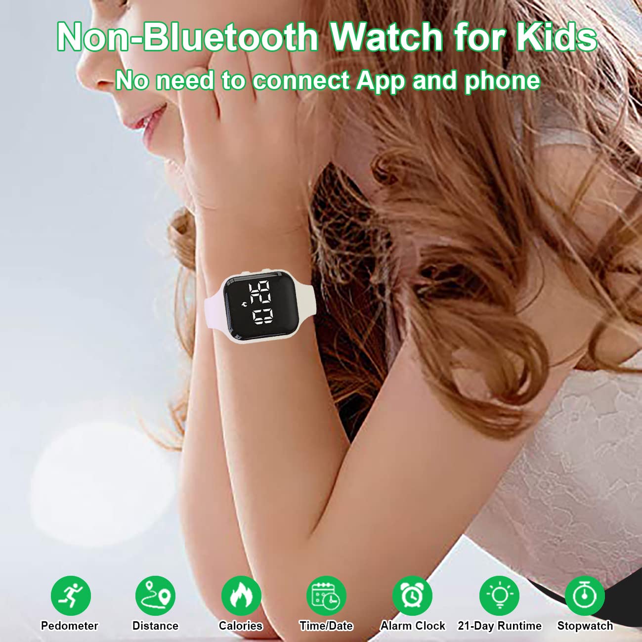 Kids Fitness Tracker Watch - Step Counter, Calorie & Distance Monitor with Timer, 2 Alarms, 21-Day Battery - No App/Bluetooth Needed - Rechargeable Digital Sports Watch for Boys & Girls - Perfect for School, Outdoor Activities & Daily Exercise