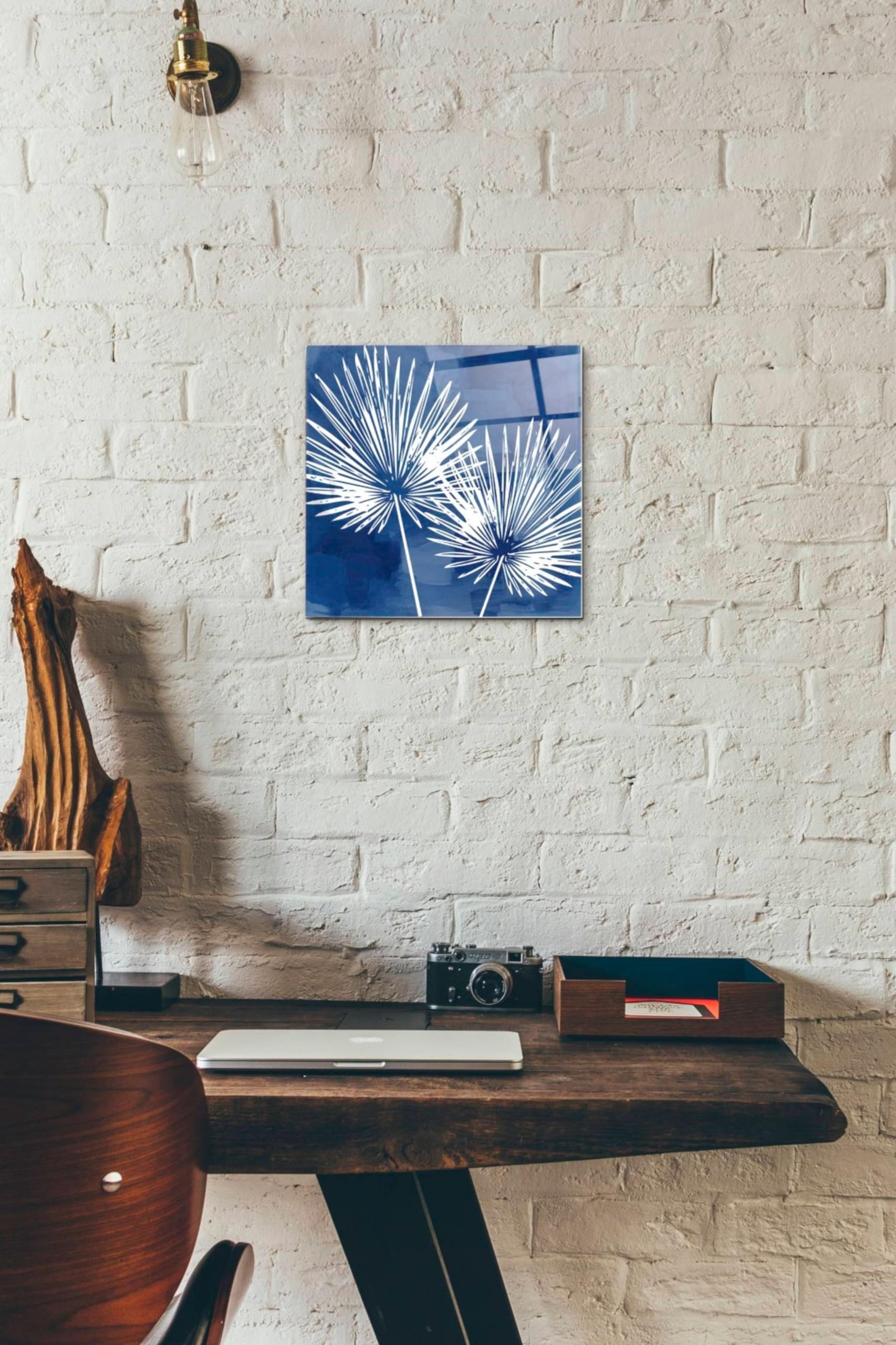 Painted Sky Palms Acrylic Glass Wall Art by Linda Woods - 12x12 Inch Modern Abstract Painting for Living Room, Bedroom & Office Decor