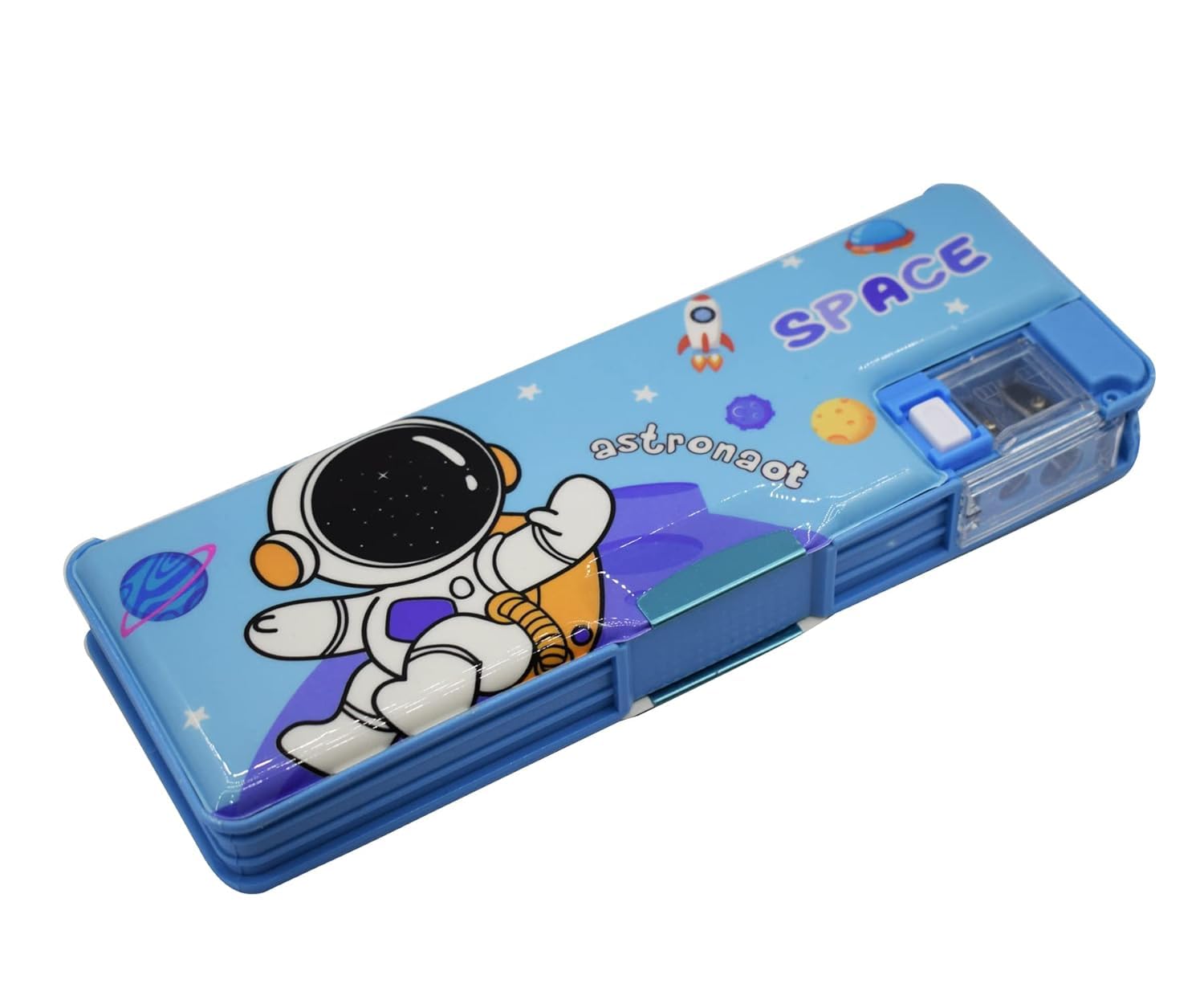 HK Toys Multifunctional LED Pencil Case with Built-in Sharpener - Space Themed School Supplies for Kids | Perfect for Classroom, Homework & Art Projects