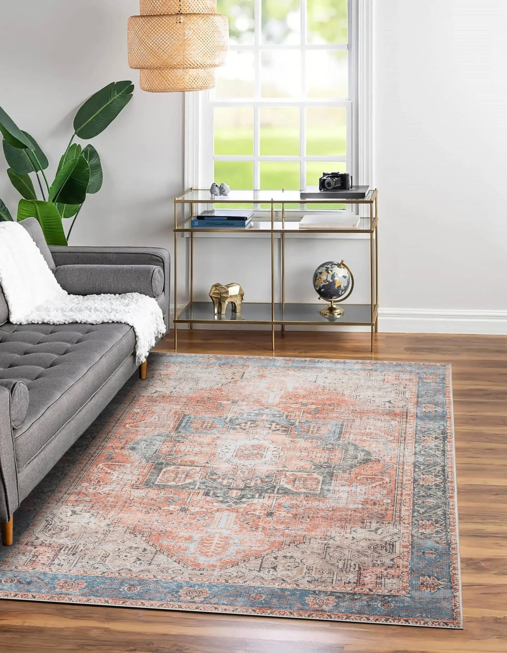 Adiva Rugs Machine Washable Water & Stain Resistant Area Rug - 3' x 5' Multi-Color Indoor Rug for Living Room, Bedroom, Kitchen & Home Decor - Perfect for High Traffic Areas & Pet-Friendly Spaces