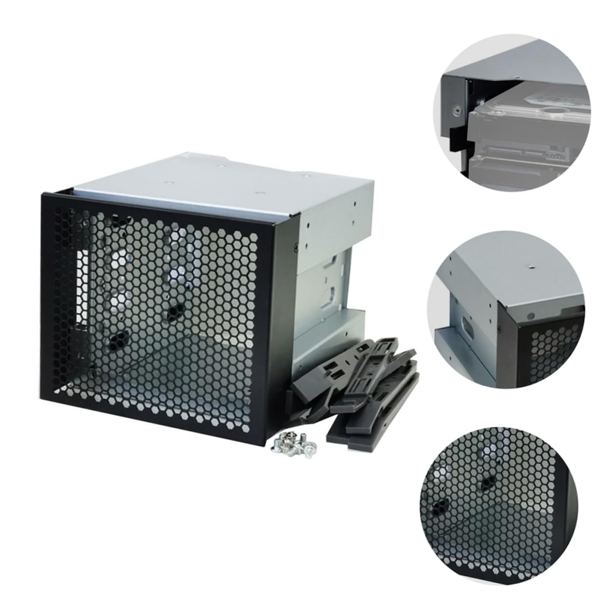4 Bay HDD SSD Hard Drive Enclosure Bracket for 5.25