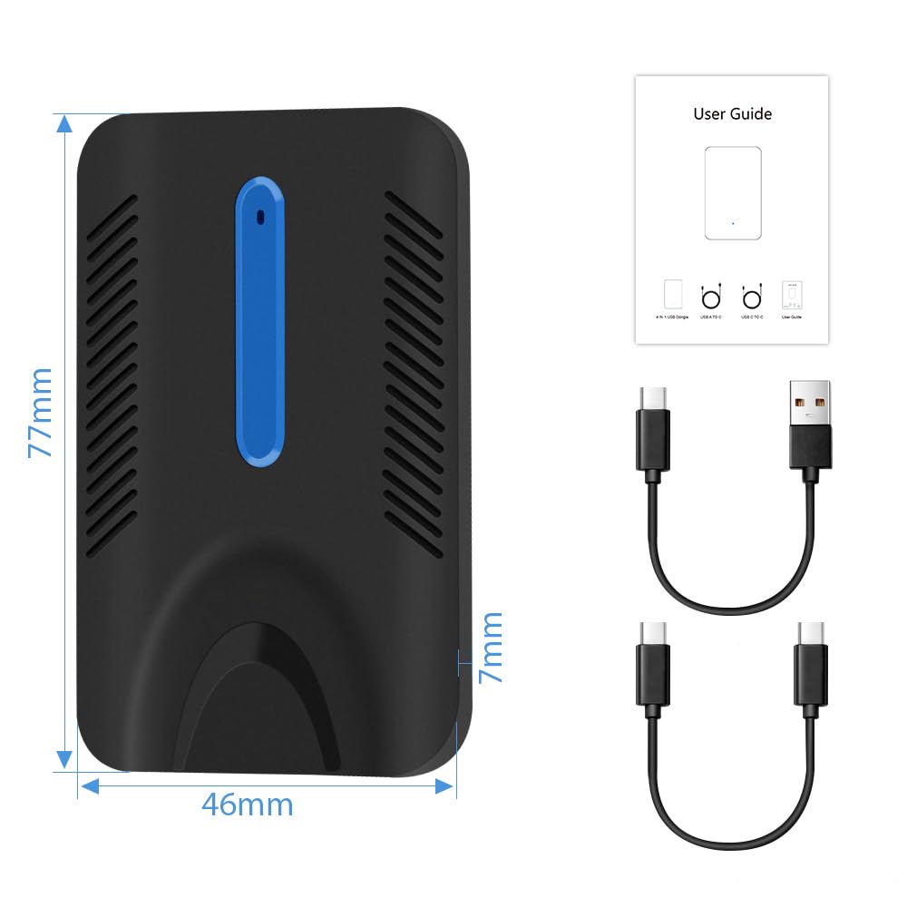 2024 Upgraded 4-in-1 Wireless Car Adapter - Plug & Play USB-A/C to C Cables for Factory Wired CarPlay, Android Auto, AirPlay & MirrorLink | Seamless Smartphone Connectivity for Safer Driving & Hands-Free Navigation