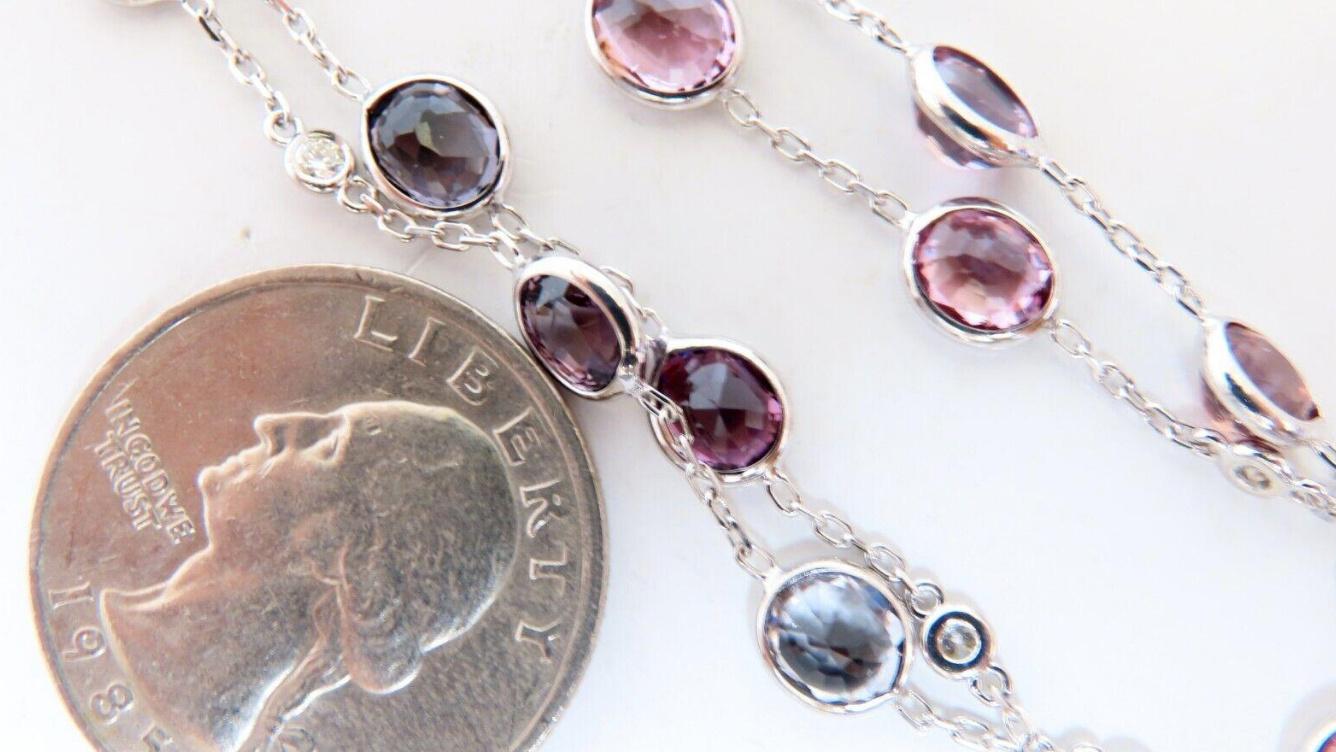 25.10ct Multi-Colored Natural Spinel Diamond Tennis Necklace in 14K Gold - Elegant Jewelry for Weddings, Parties & Special Occasions (Ref 12307)