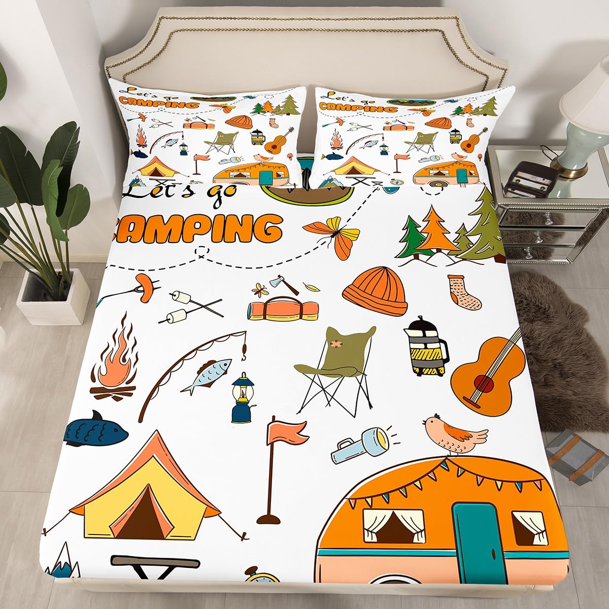 Erosebridal King Size Camping Sheet Set - Breathable & Durable RV Camper Travel Trailer Bed Sheets for Outdoor Adventures | Perfect for Teens, Youth & Family Camping Trips