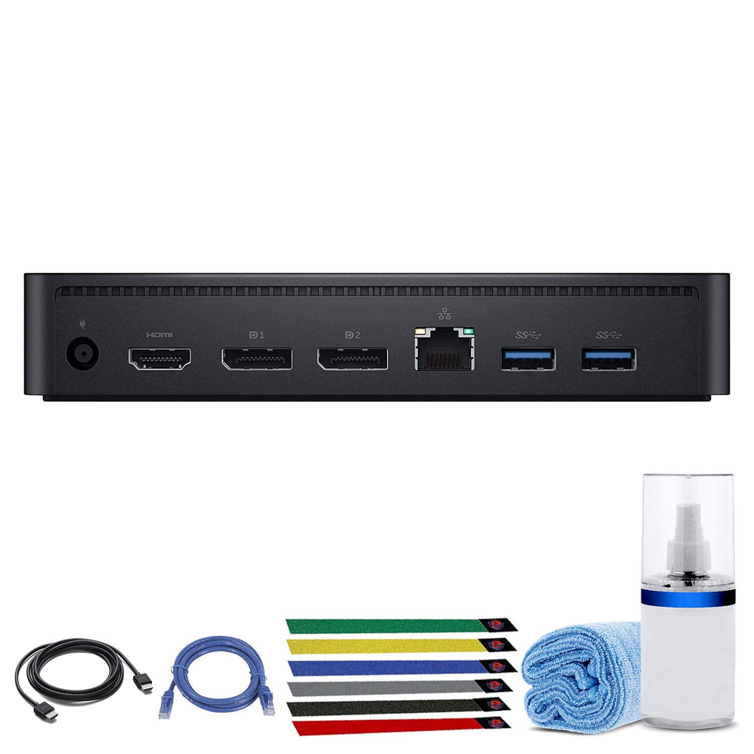 Dell D6000S Universal Docking Station 130W with USB-C & USB-A Ports - Triple 4K Display Support (452-BDTM) | Includes Cleaning Kit, Ethernet & HDMI Cables, 6-Pack Cable Ties | Perfect for Home Office, Remote Work & Multi-Monitor Setup