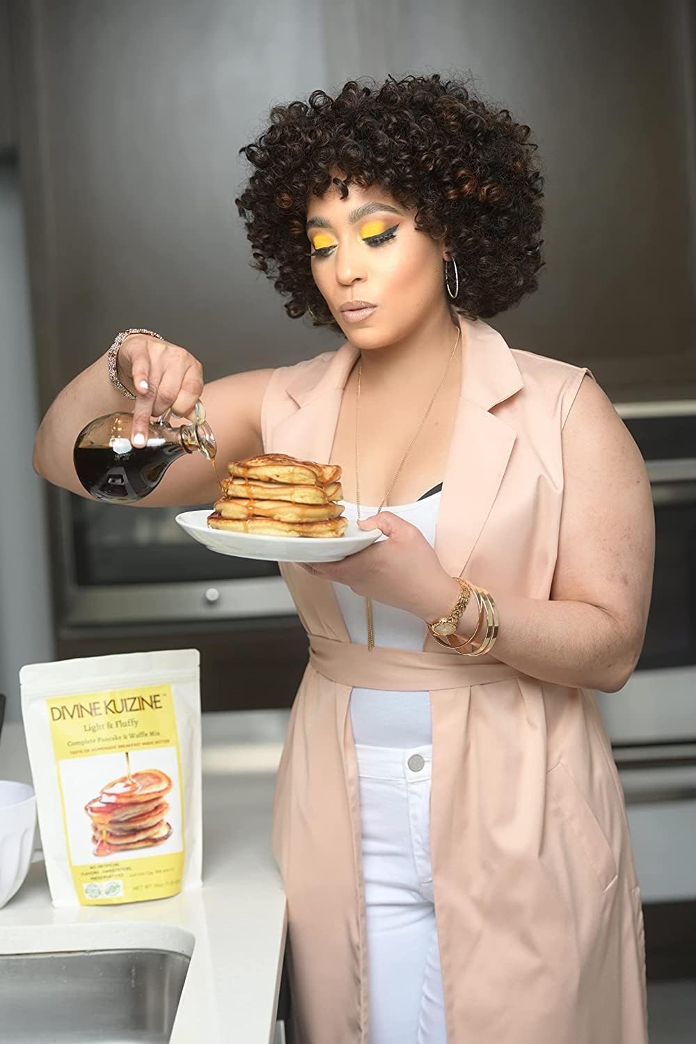 DivineKuizine Light & Fluffy Complete Pancake & Waffle Mix - 2lb | Easy to Use, Healthy Homemade Pancake & Waffle Mix | Perfect for Breakfast, Brunch, and Family Gatherings