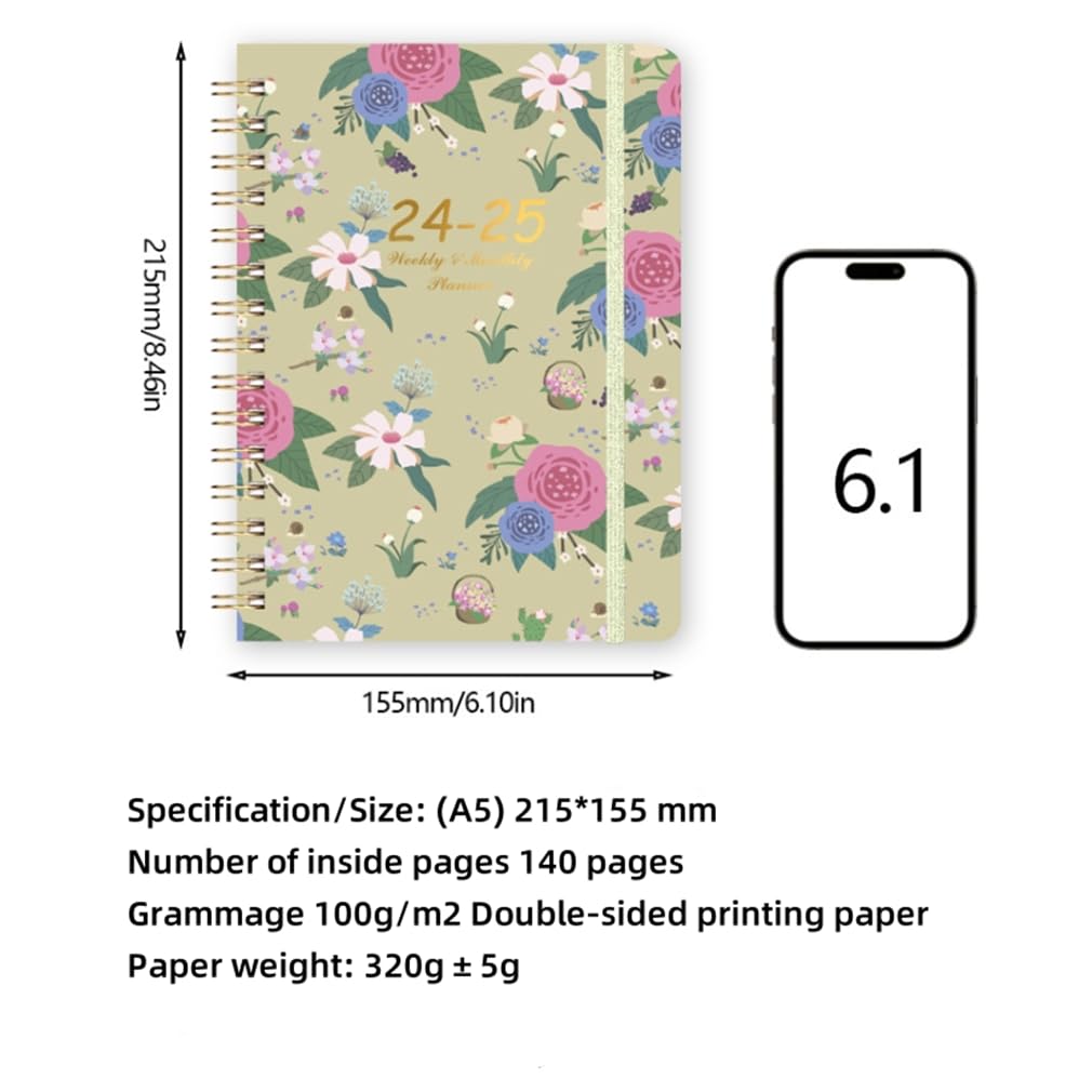 2024-2025 Weekly & Monthly Planner with Flexible Cover - Premium Alloy Plating & Index Tabs - Academic & Business Appointment Book for Students & Professionals - Perfect for School, Office & Personal Organization