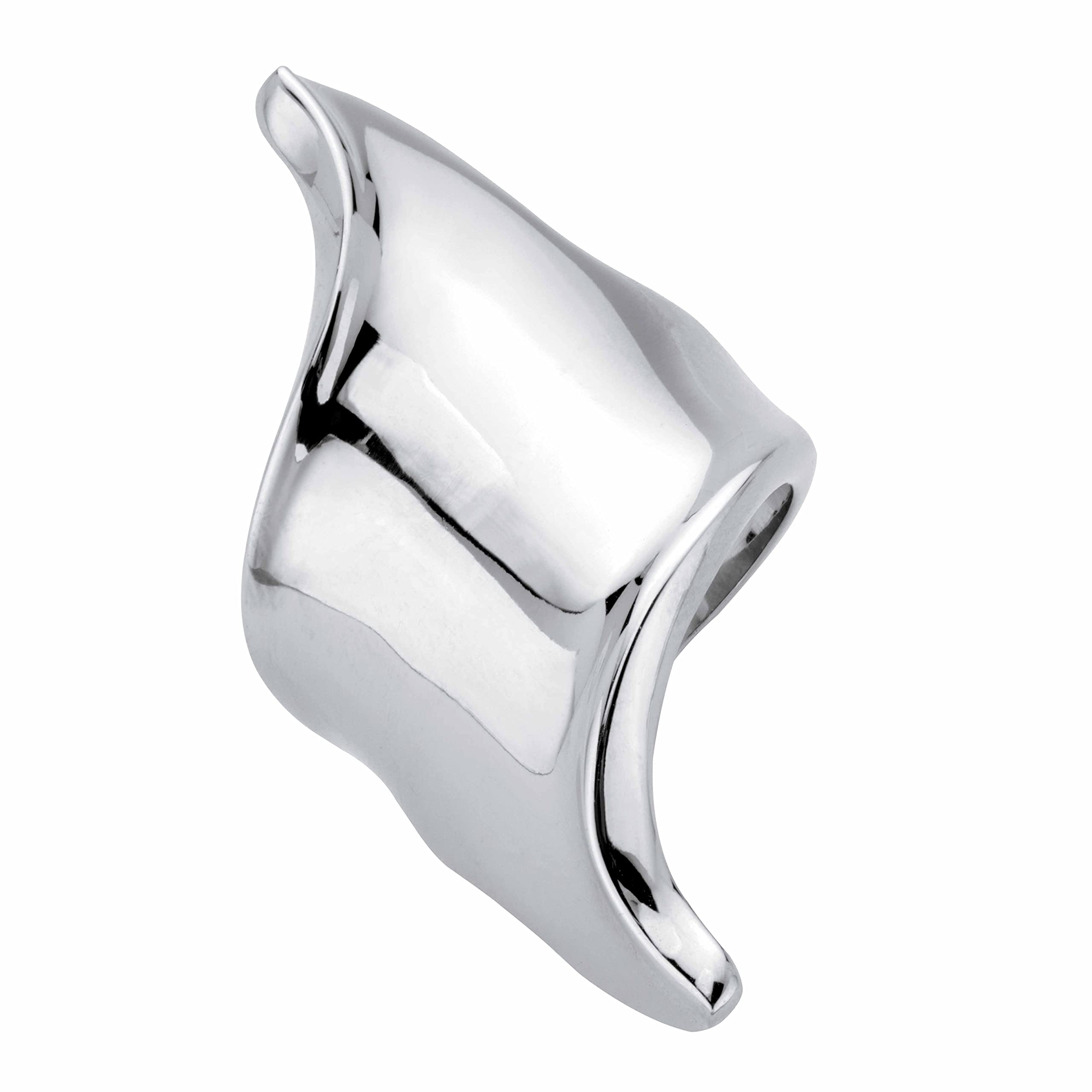 Platinum Plated Free Form Diagonal Ring for Women - Elegant Boho Jewelry for Beach, Party & Everyday Wear