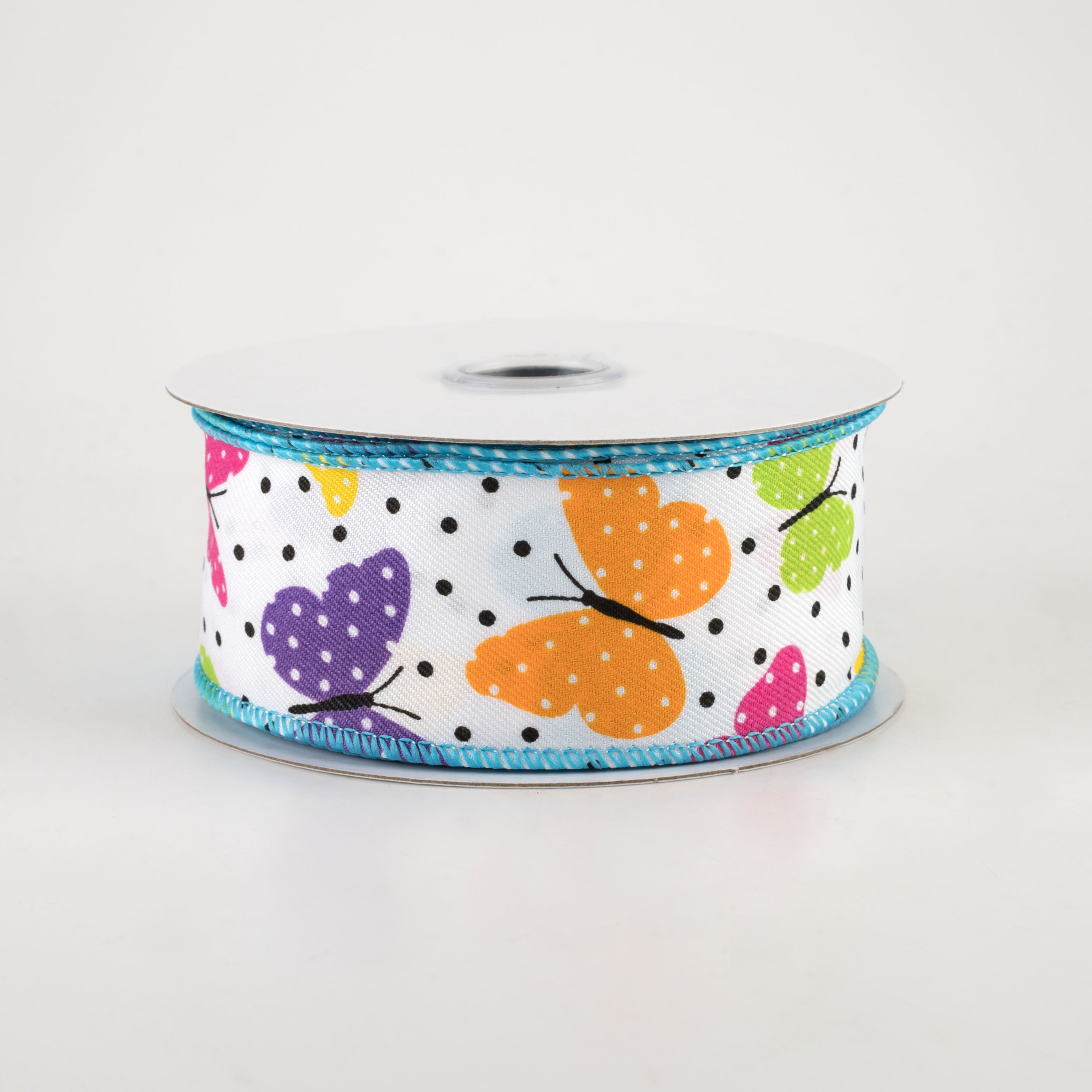 1.5 Inch Butterflies & Dots Ribbon - Vibrant Multicolor Craft Ribbon (10 Yards) for Gift Wrapping, DIY Scrapbooking, and Party Decorations