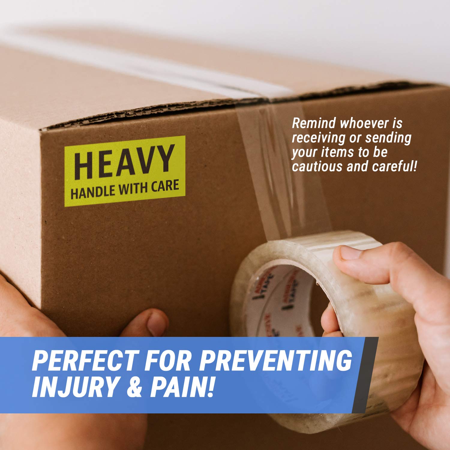 Heavy Duty Caution Labels - 4 x 2 Inch Fluorescent Yellow Warning Stickers (900 Pack) for Shipping & Handling | Strong Adhesive, Bold Lettering | Ideal for Boxes, Packages & Industrial Equipment