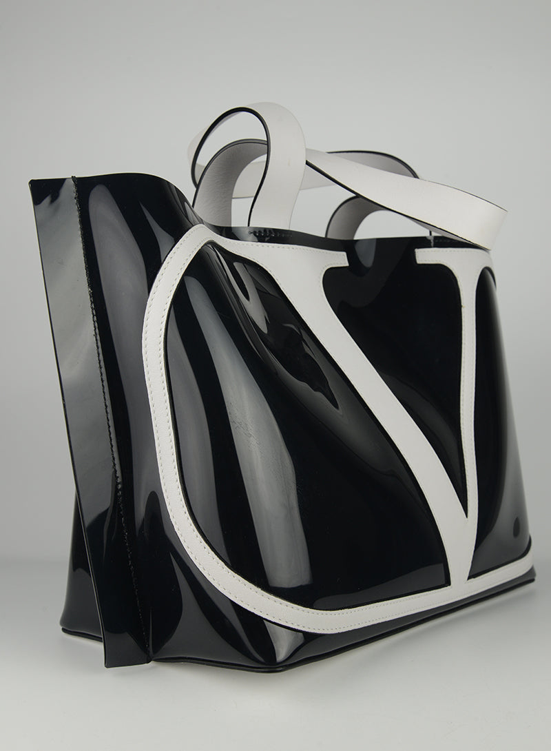 Valentino Black PVC Shopper Bag - Stylish & Durable Tote for Women | Perfect for Work, Travel & Everyday Use