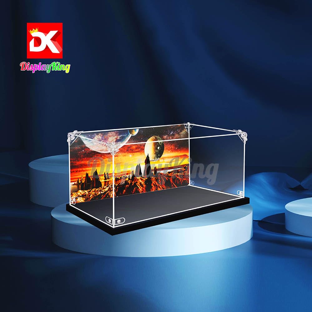 Premium Acrylic Display Case for LEGO Luke Skywalker's Landspeeder 75341 - Protective Showcase for Star Wars Collectibles (Lego Set Not Included) with Themed Background - Perfect for Home Decoration, Office Display & Gift Giving (US Stock)