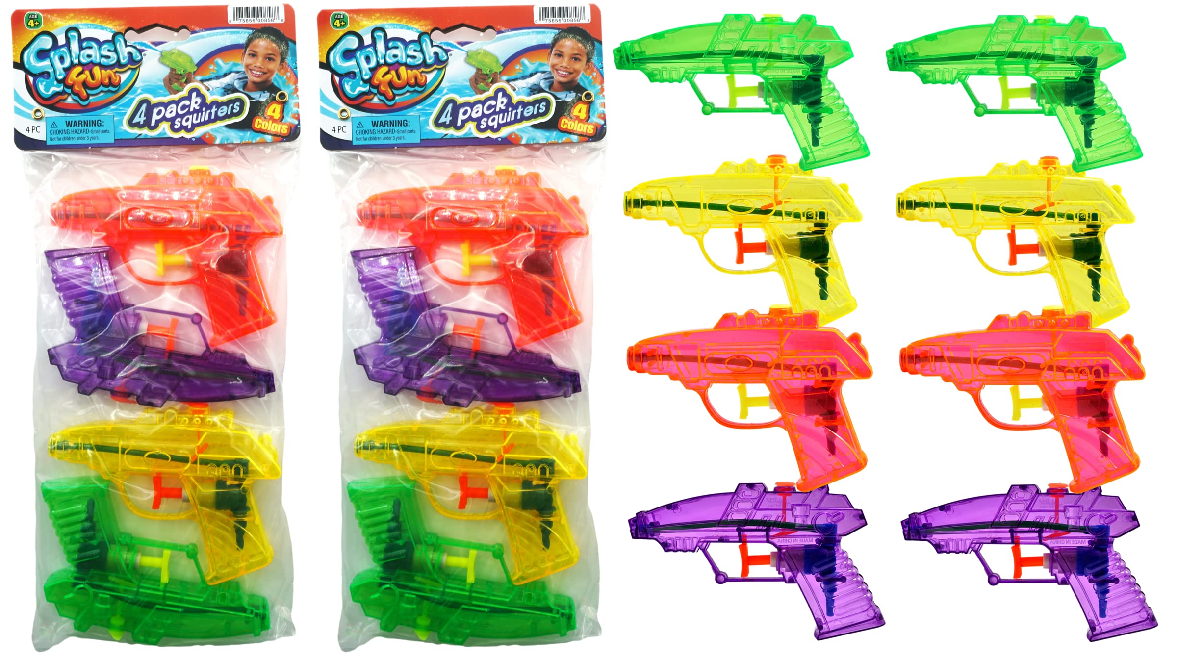 Mini Water Gun Toy 2 Packs (8 Guns) - Bulk Water Squirt Soaker Guns for Kids & Adults | Fun Outdoor Water Blaster for Dog Training, Cat Training, Beach, Pool Parties & Summer Water Games | Perfect for Backyard BBQs, Birthday Parties & Family Reunions - Model F-858-2s