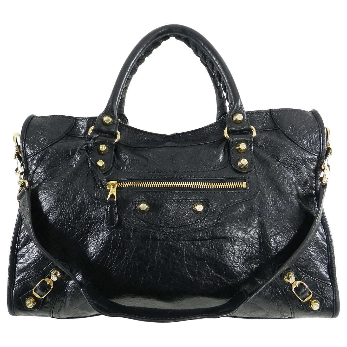Balenciaga Black City Gold Hardware Motorcycle Bag - Luxury Designer Handbag for Women, Perfect for Daily Use, Travel & Night Out